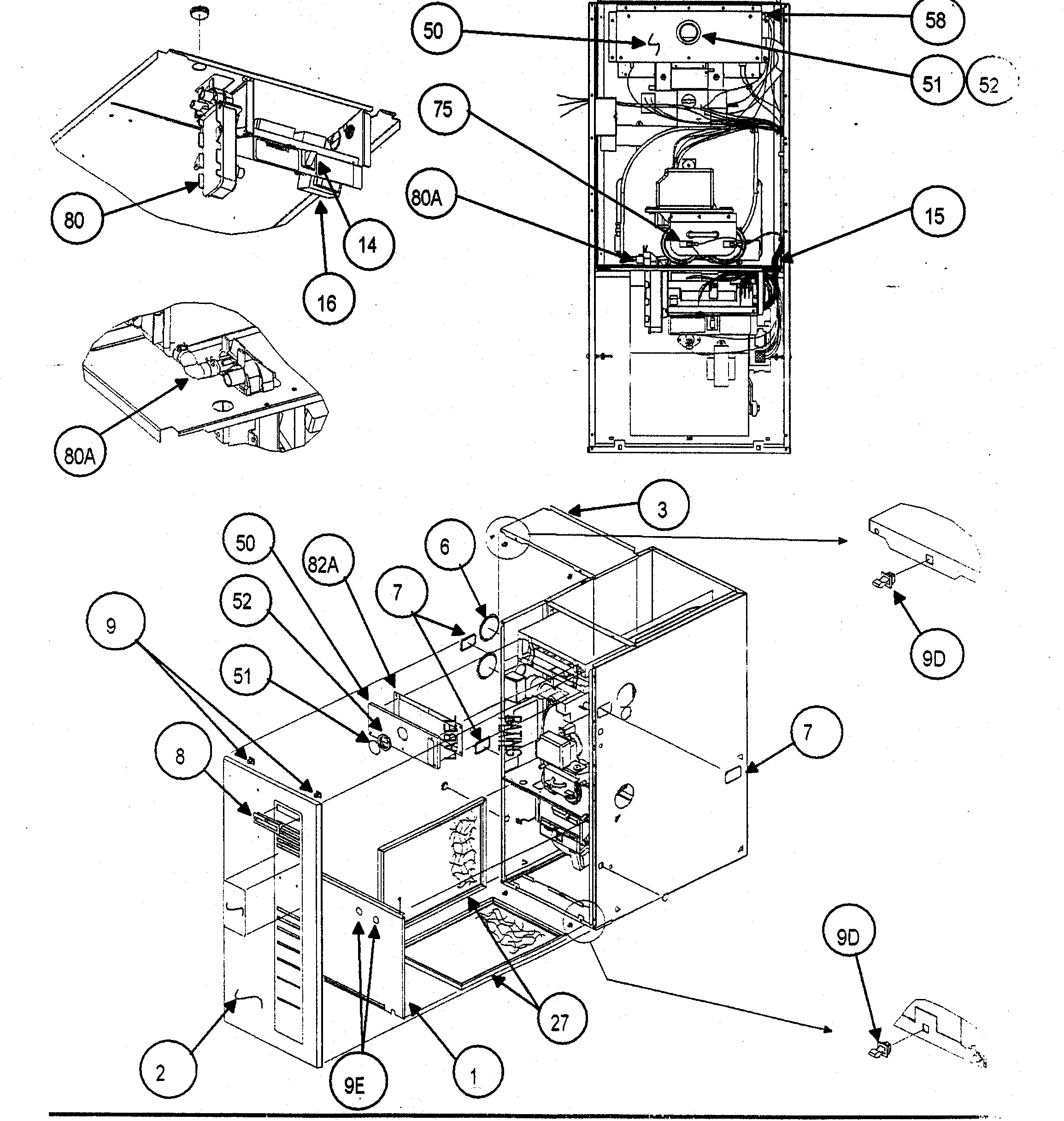 Carrier 58MXA060F14116 cabinet parts 2 diagram