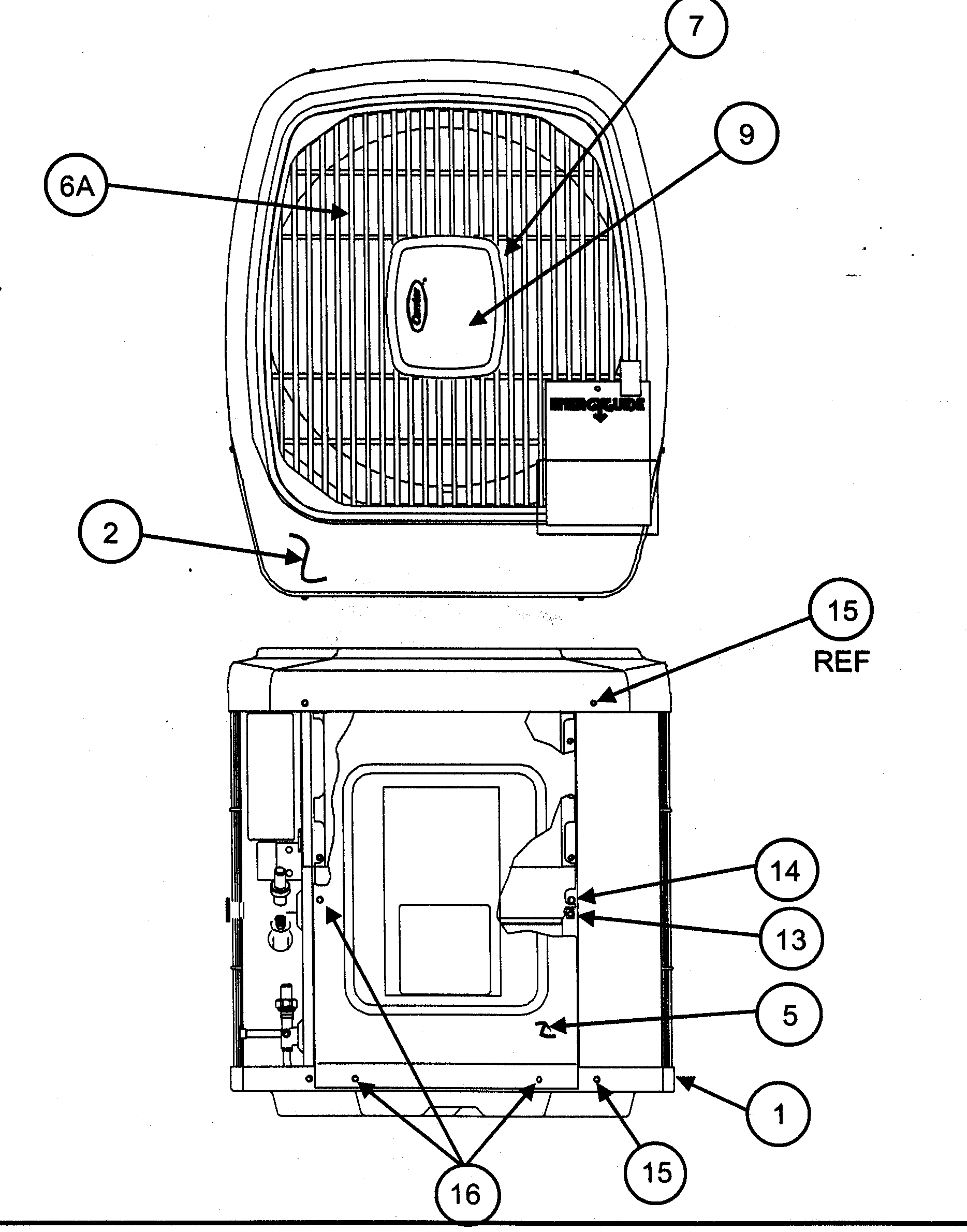 Carrier 38YDB024 SERIES300 outlet grille/top cover diagram