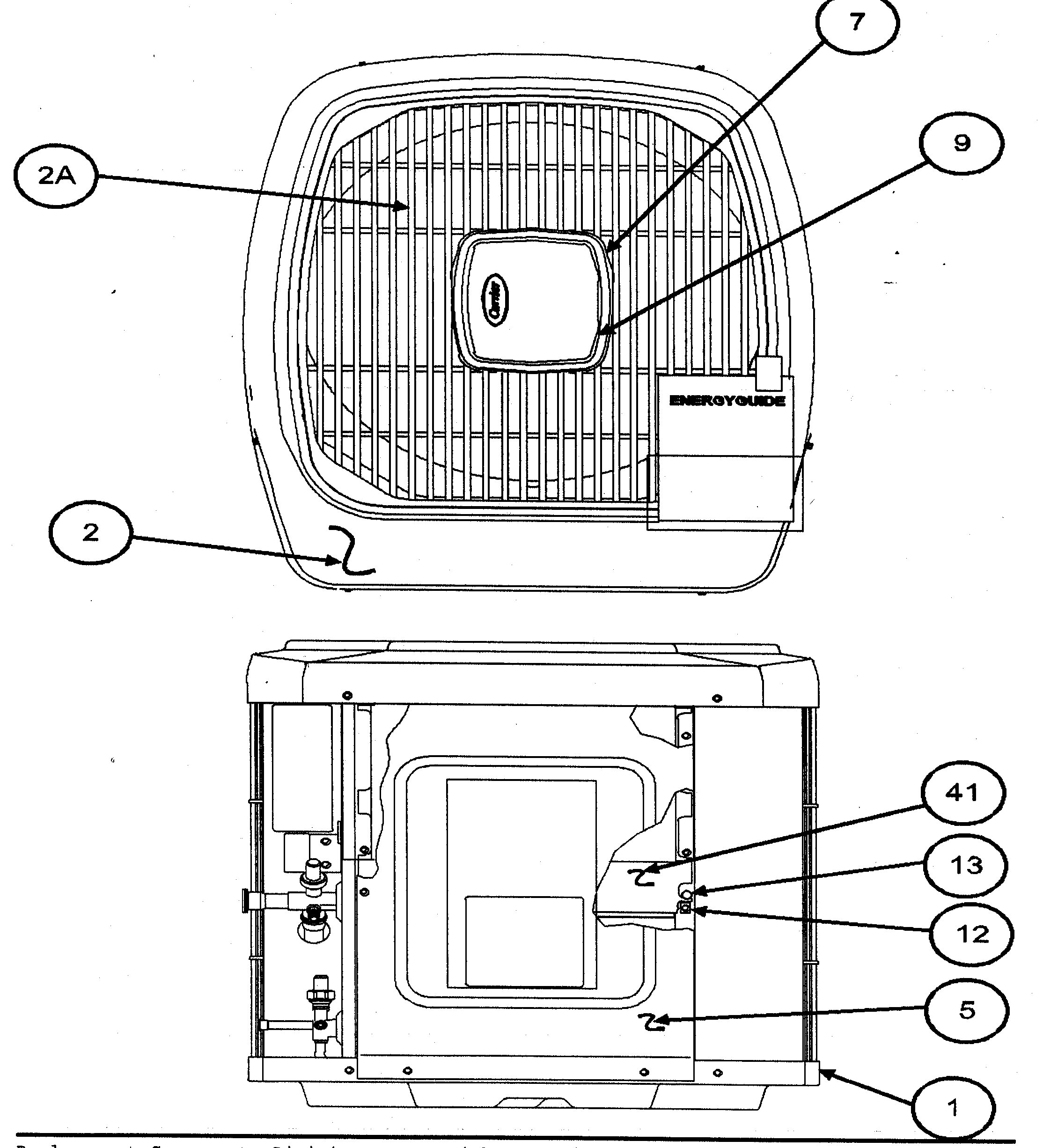 Carrier 38TXA048 SERIES300 outlet grille/top cover diagram