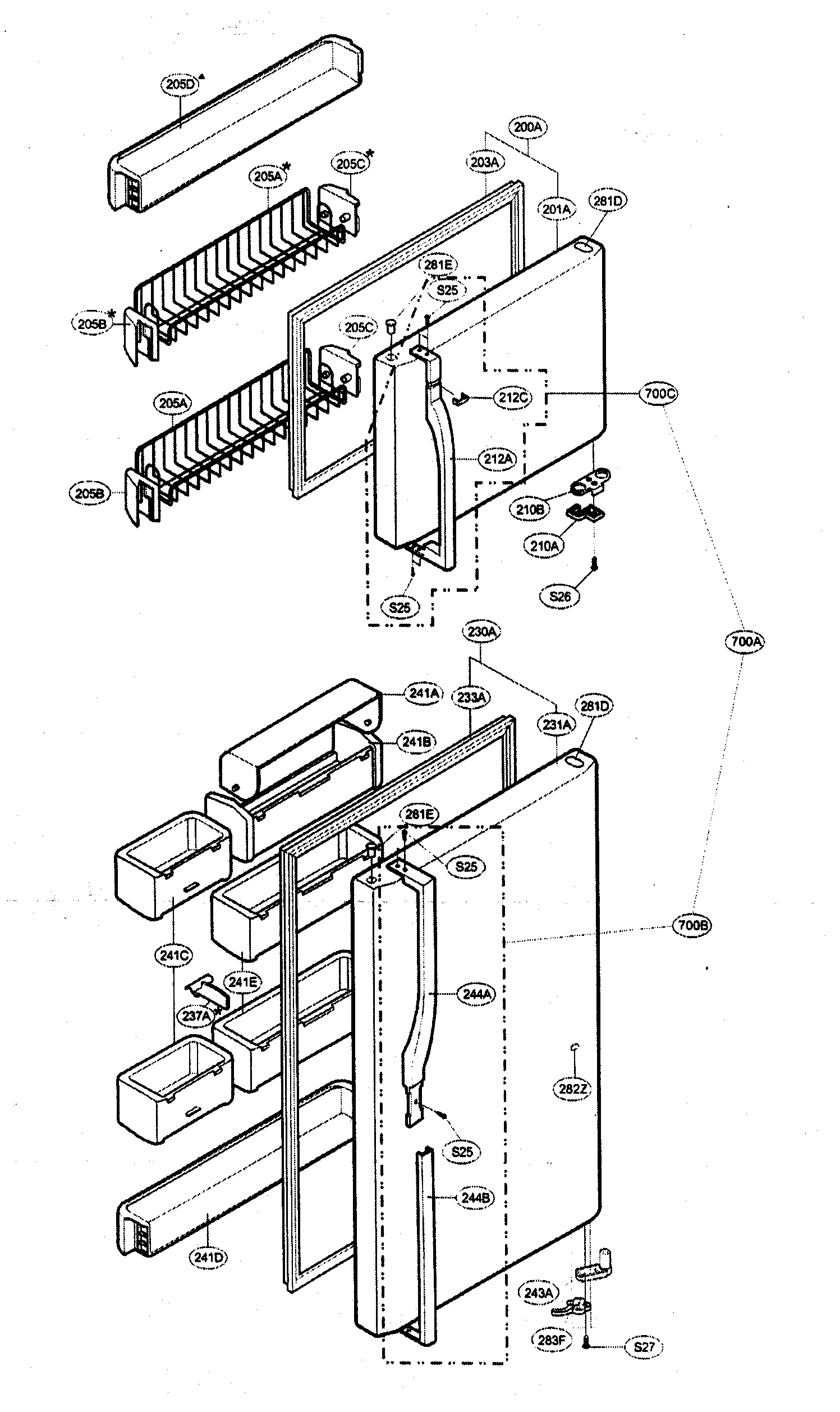 Kenmore 79573969303 door parts diagram