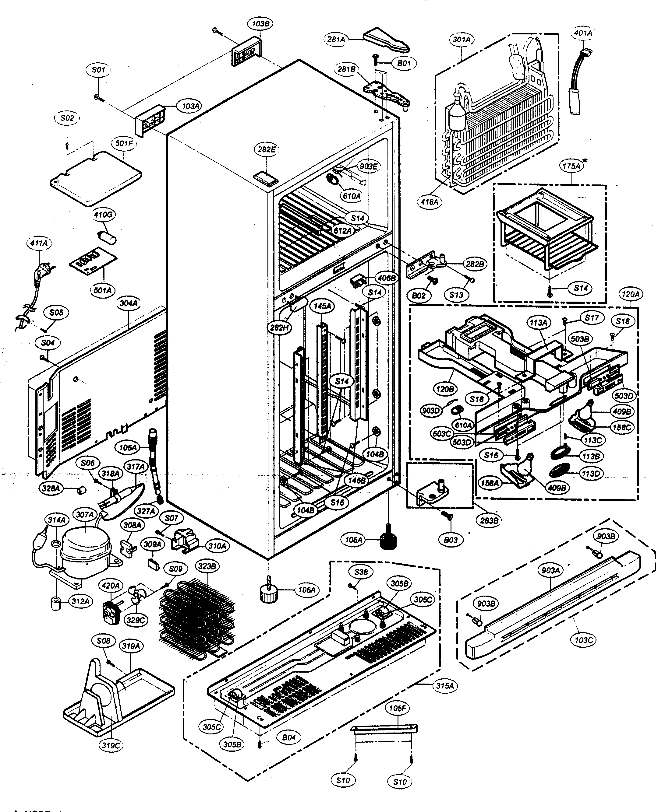 Kenmore 79573963303 case parts diagram