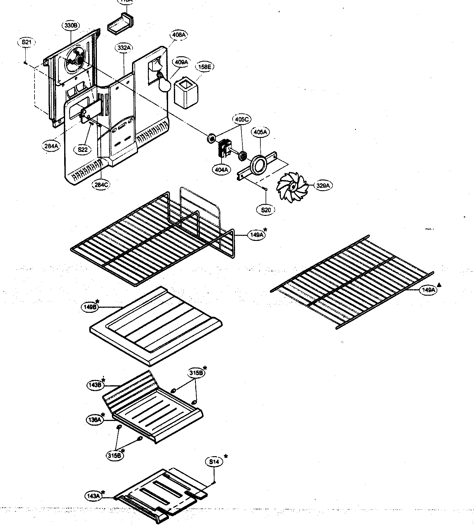 Kenmore 79573963303 freezer parts diagram