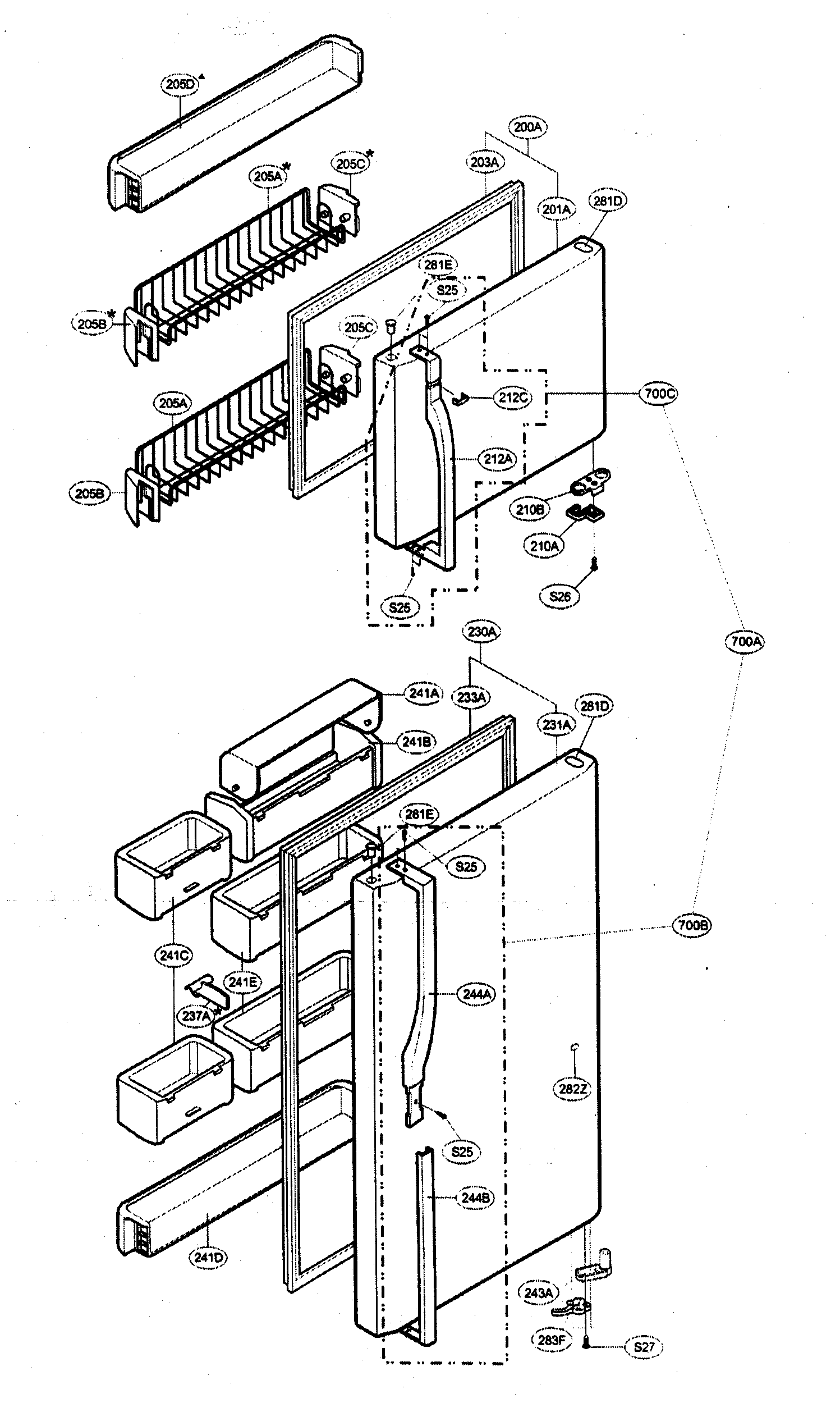 Kenmore 79573963303 door parts diagram