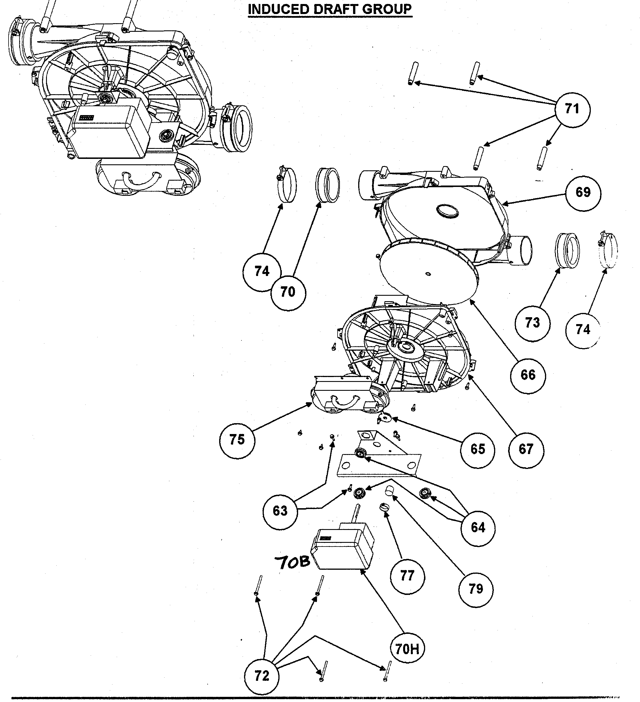 Carrier 58MTA120F10120 induced draft group diagram