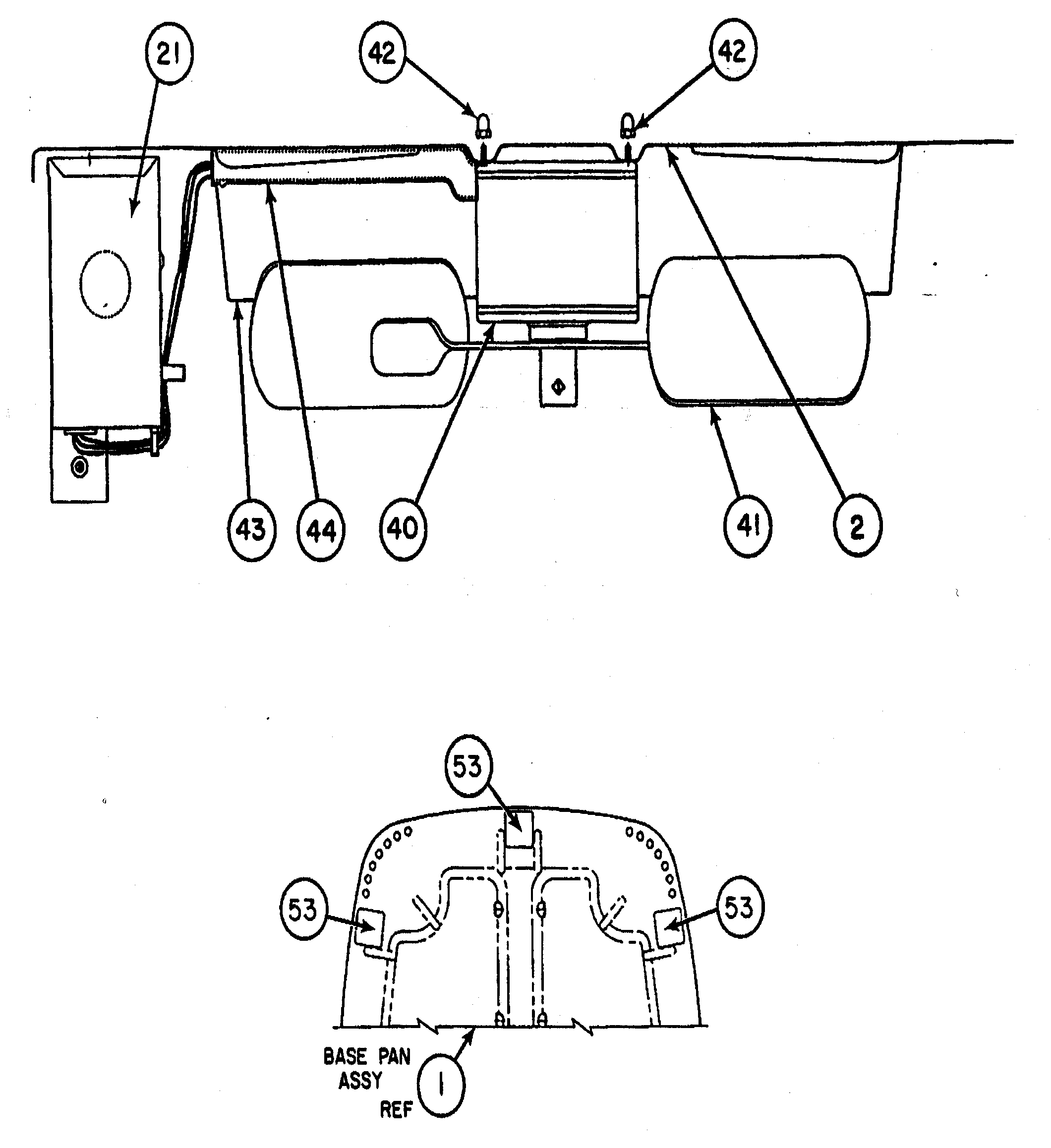 Carrier 38TKB036 SERIES300 fan blade/pan base diagram