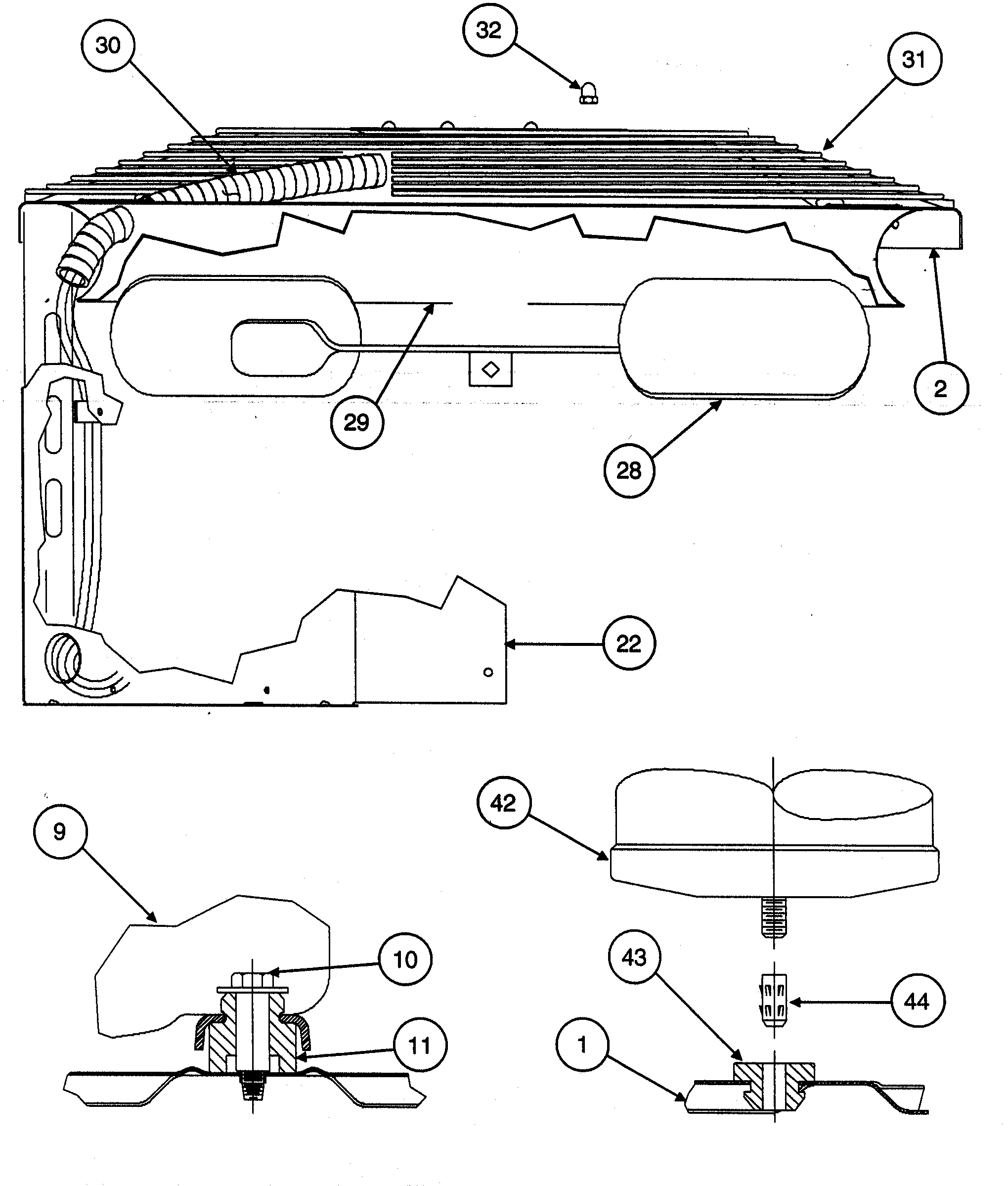 Carrier 38BRC036 SERIES300 control box cover/fan motor diagram