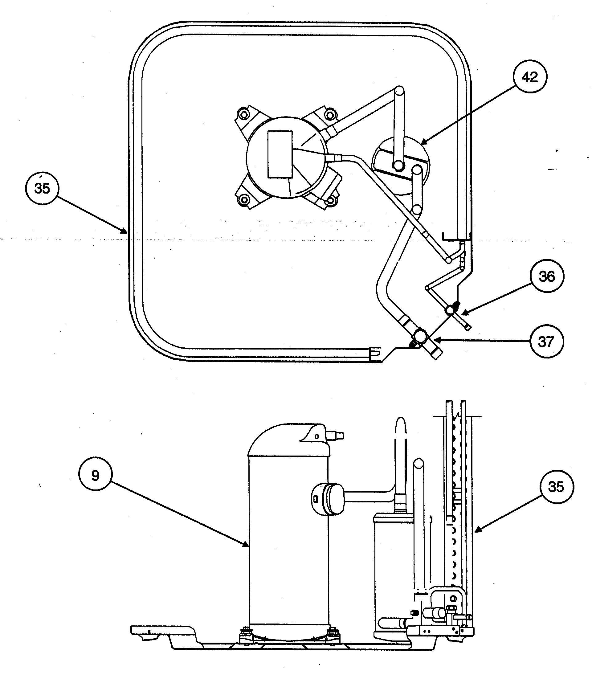 Carrier 38BRC036 SERIES300 condenser coil/compressor diagram