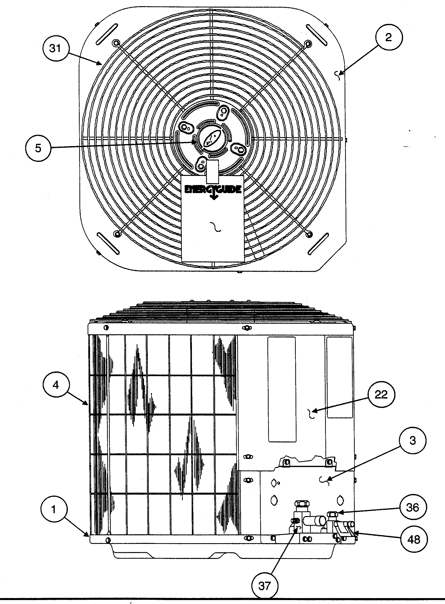 Carrier 38BRC048 SERIES300 fan guard/inlet grille diagram