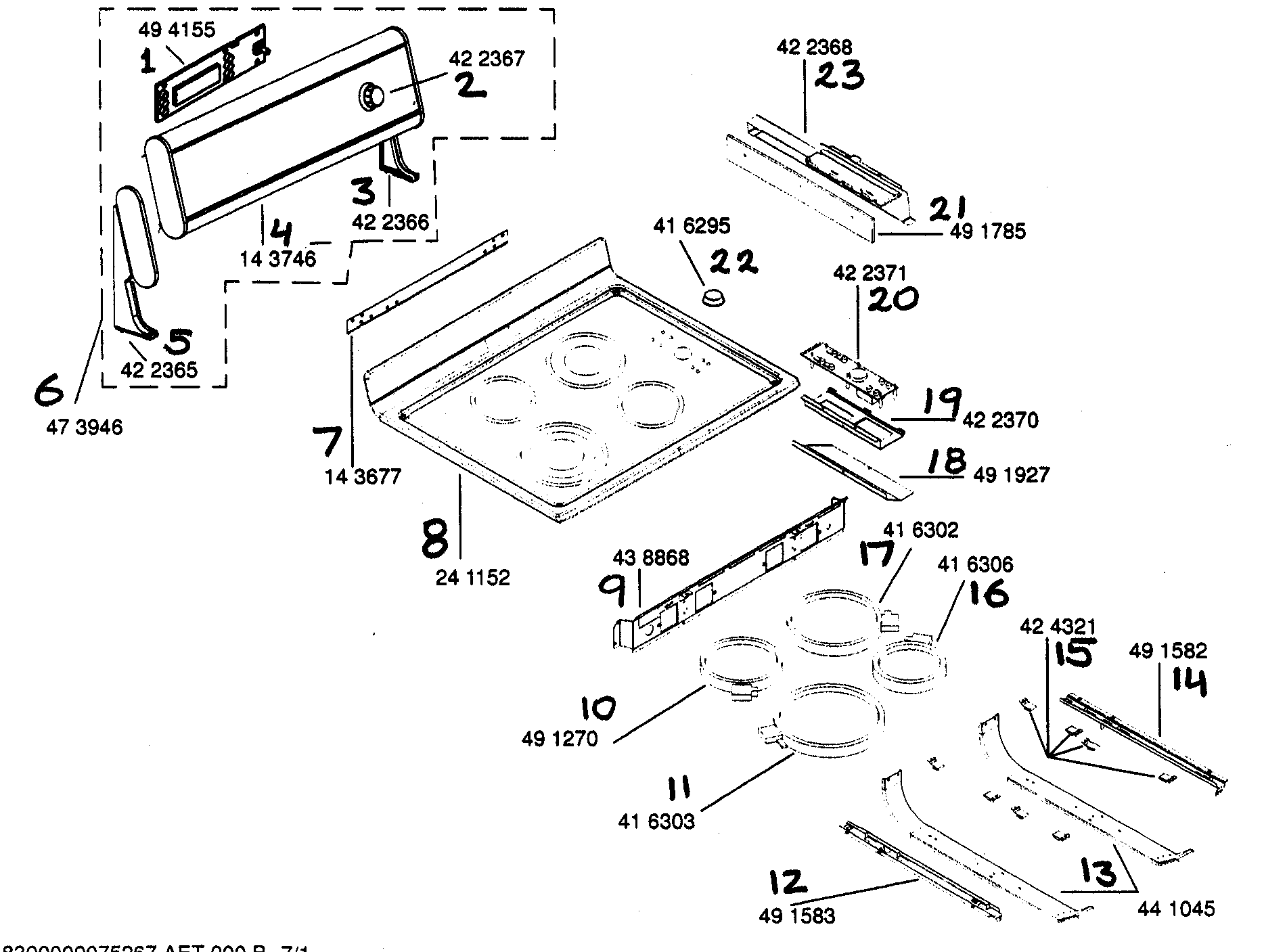 Bosch HES255U maintop assy diagram