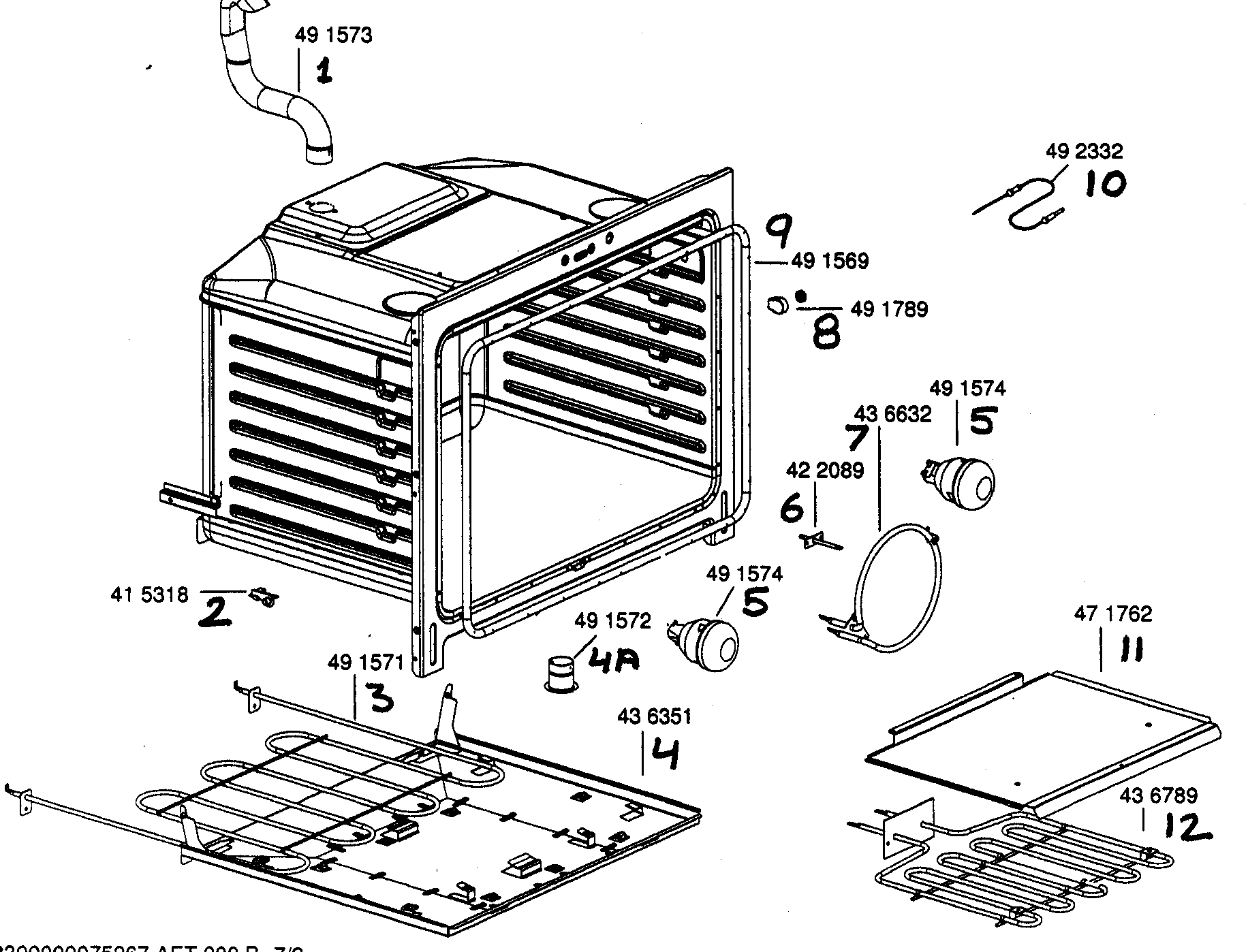 Bosch HES255U oven cavity assy diagram