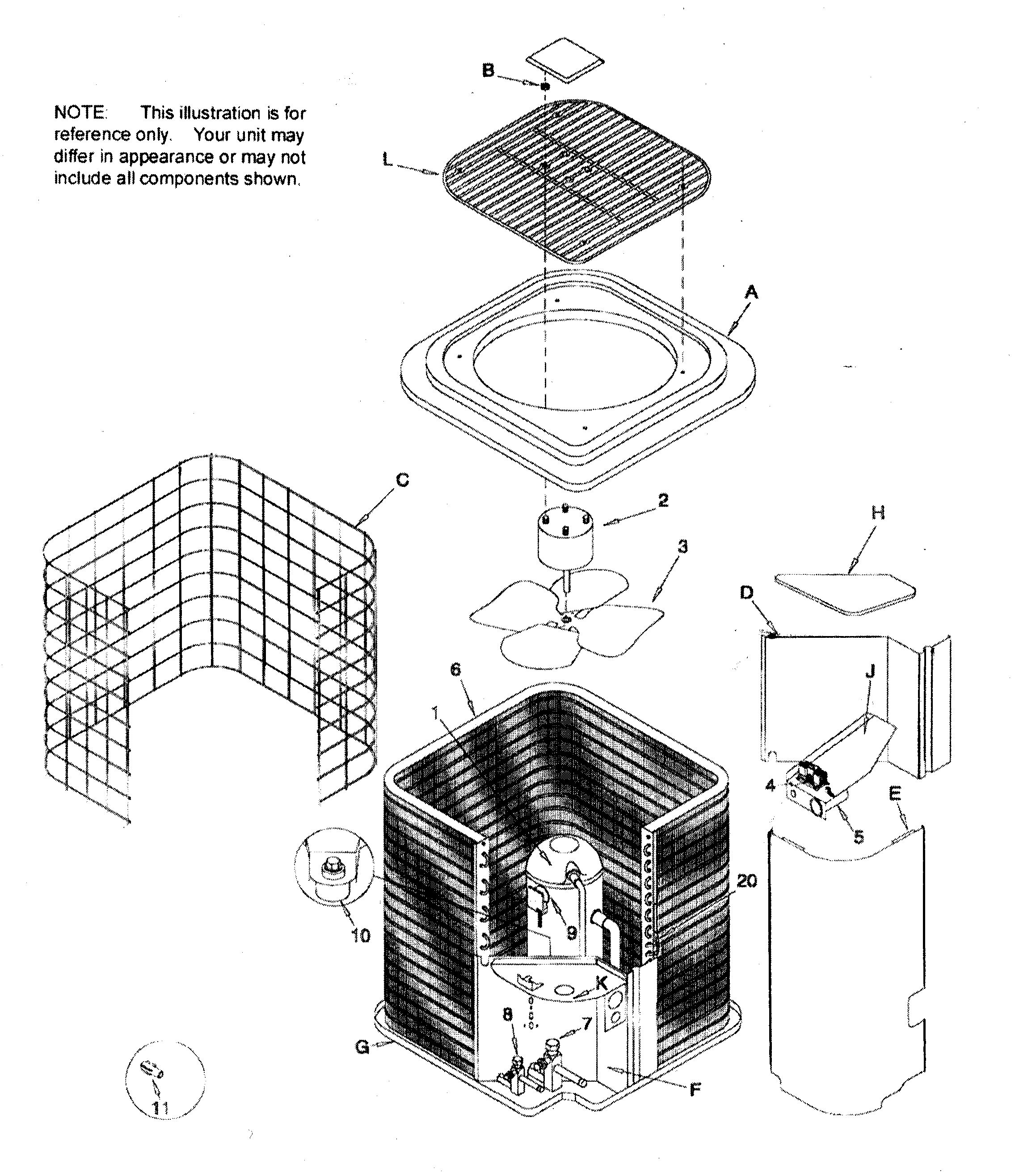 ICP HAC042GKA4 condensing unit diagram