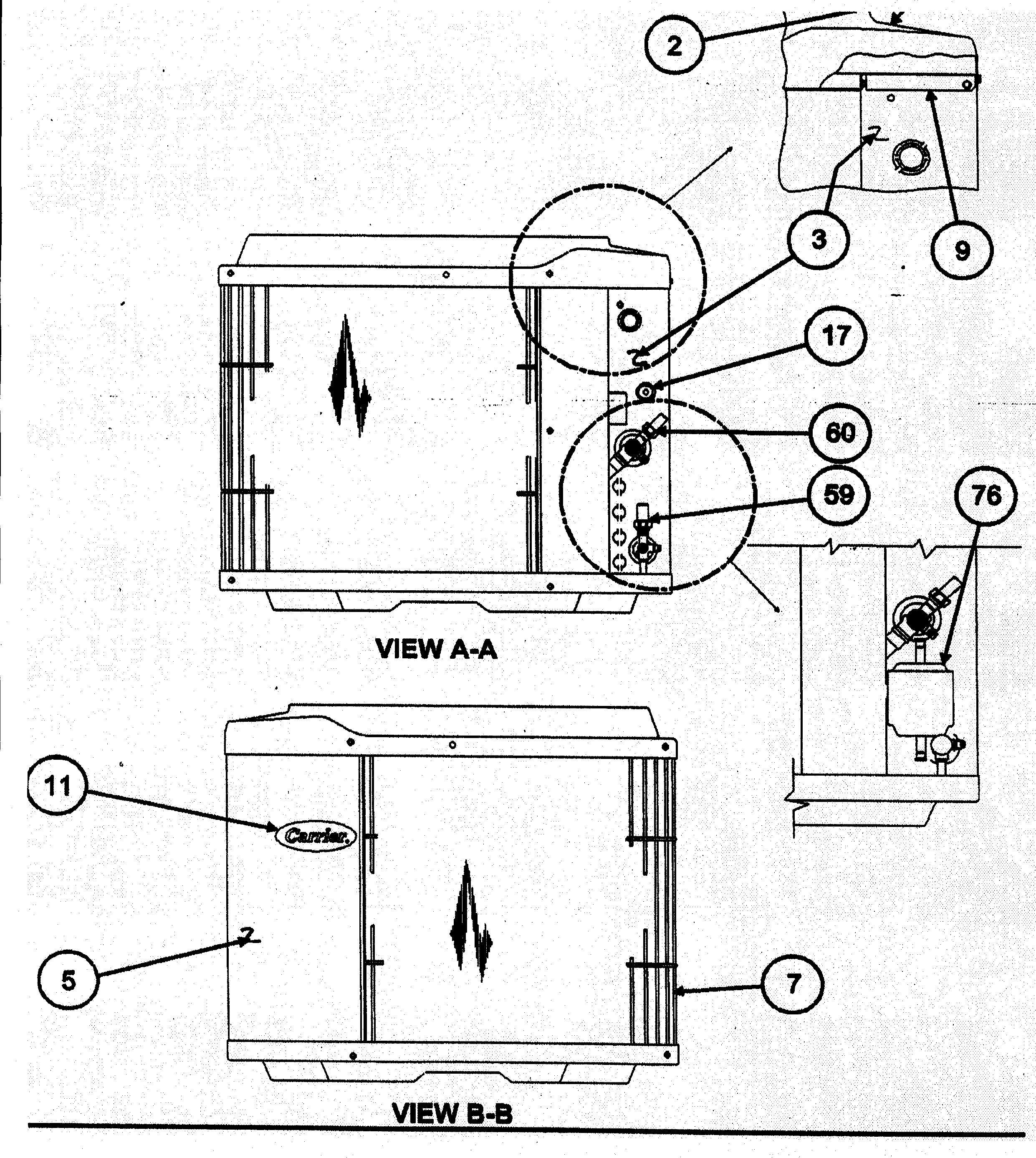 Carrier 38YXA060 SERIES310 inlet grille diagram