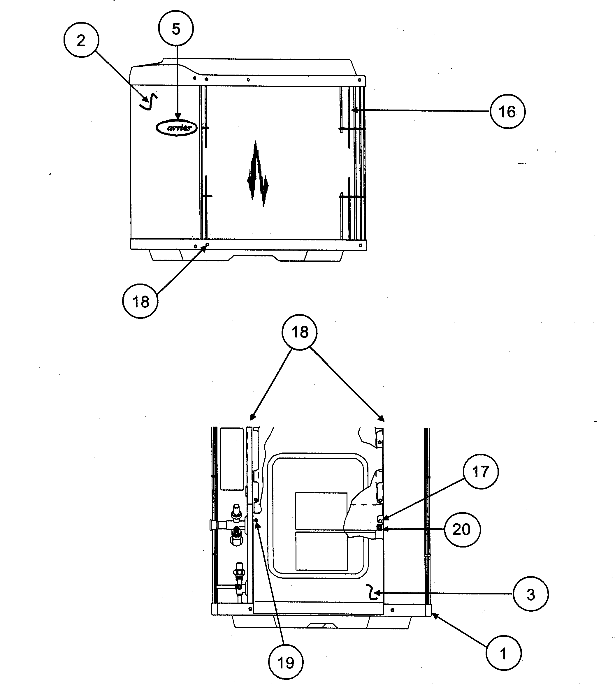 Carrier 38TPA030 SERIES300 outside view 2 diagram