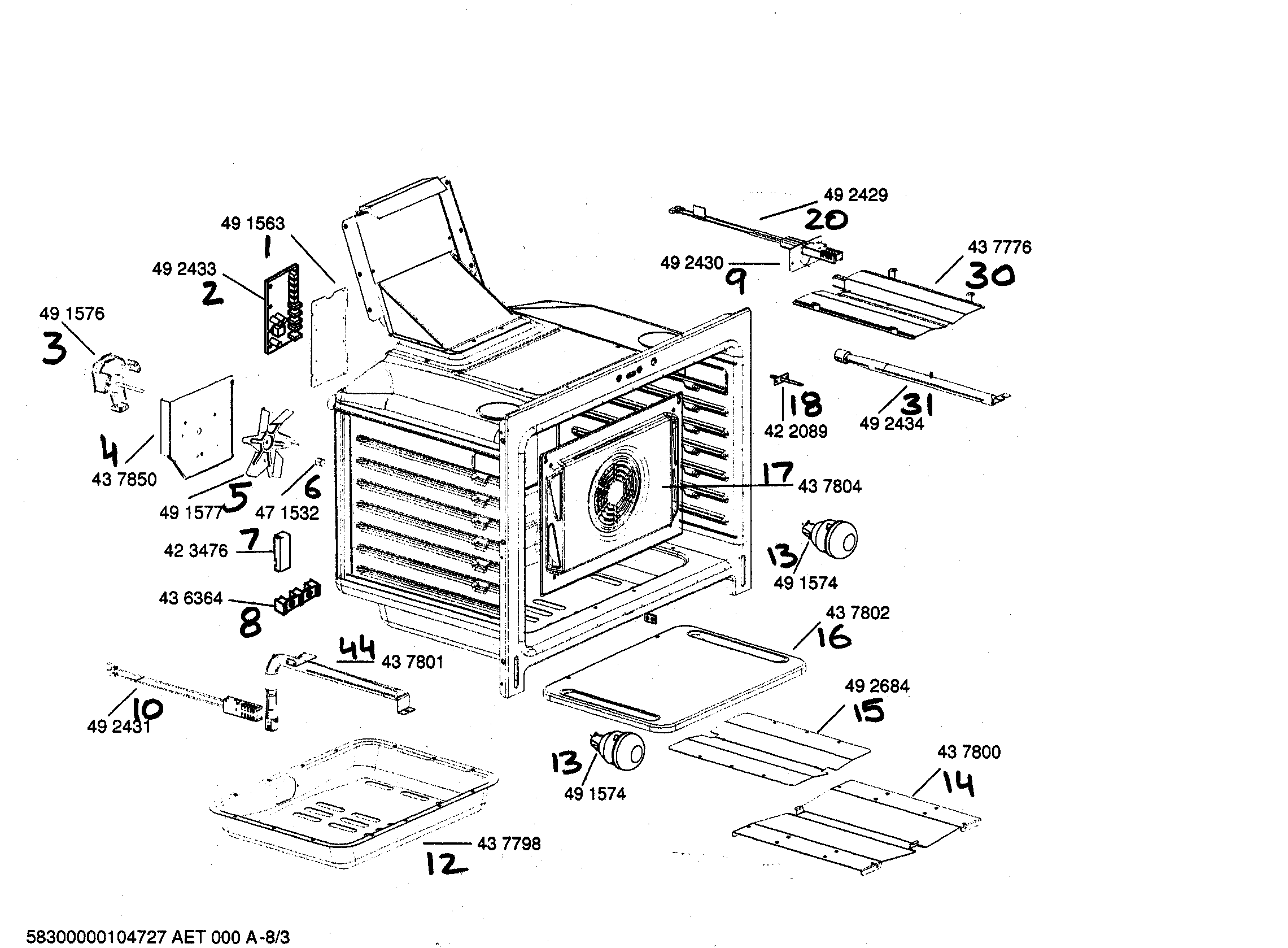 Bosch HGS442UC/01 oven cavity asy diagram