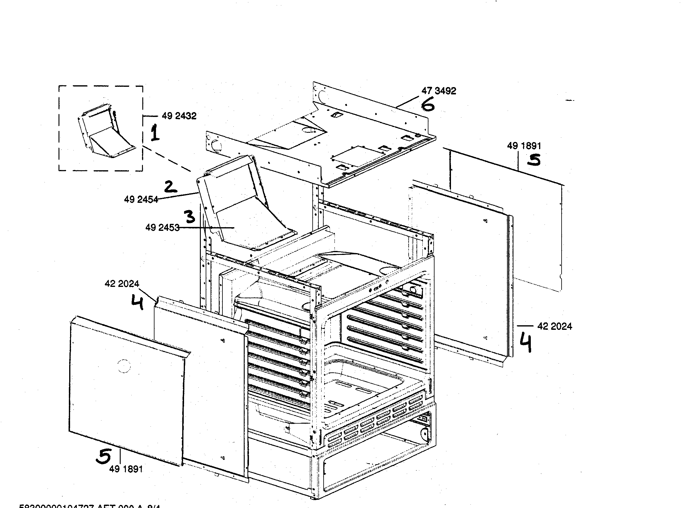 Bosch HGS442UC/01 range frame asy diagram