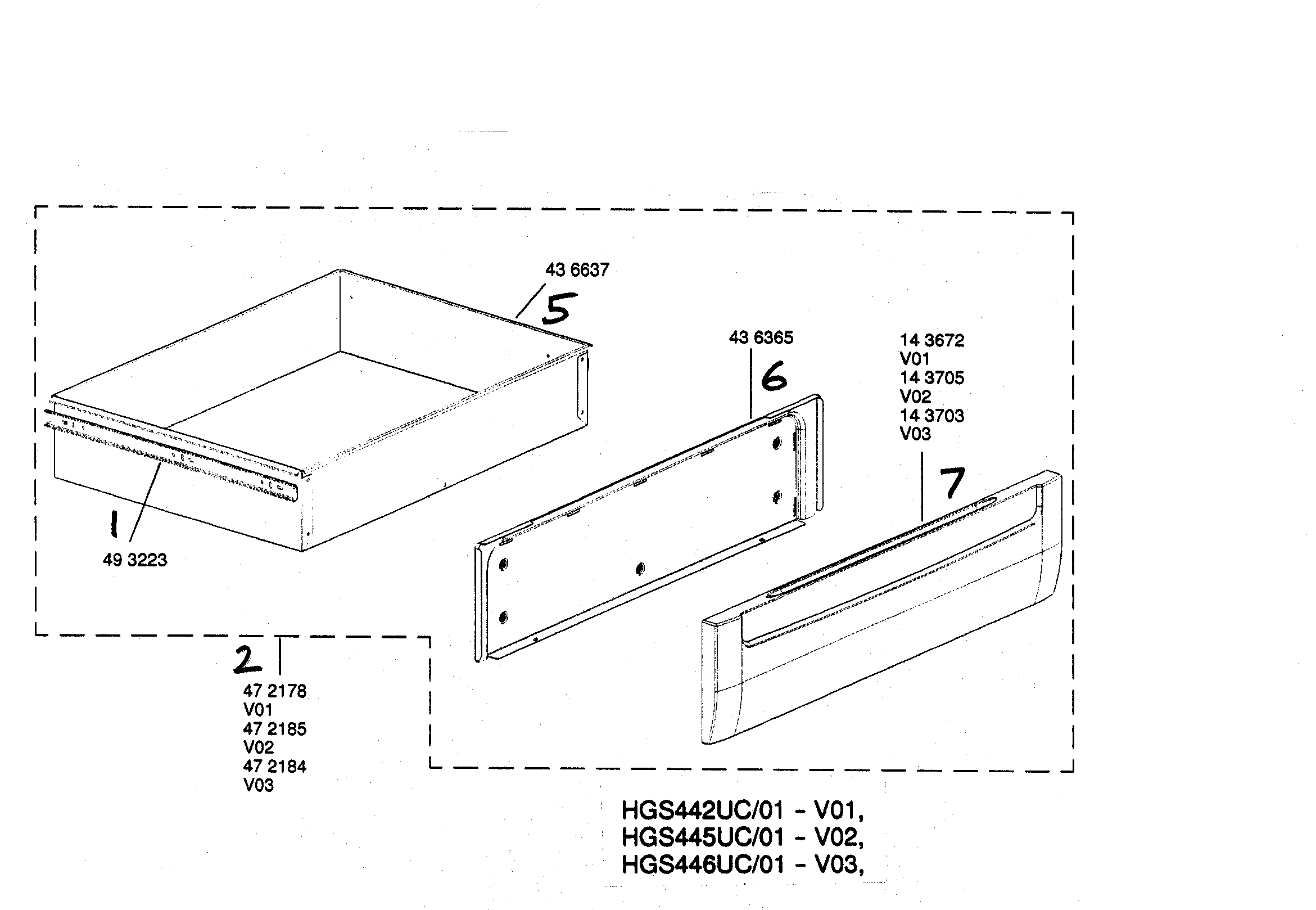 Bosch HGS442UC/01 warming drawer diagram