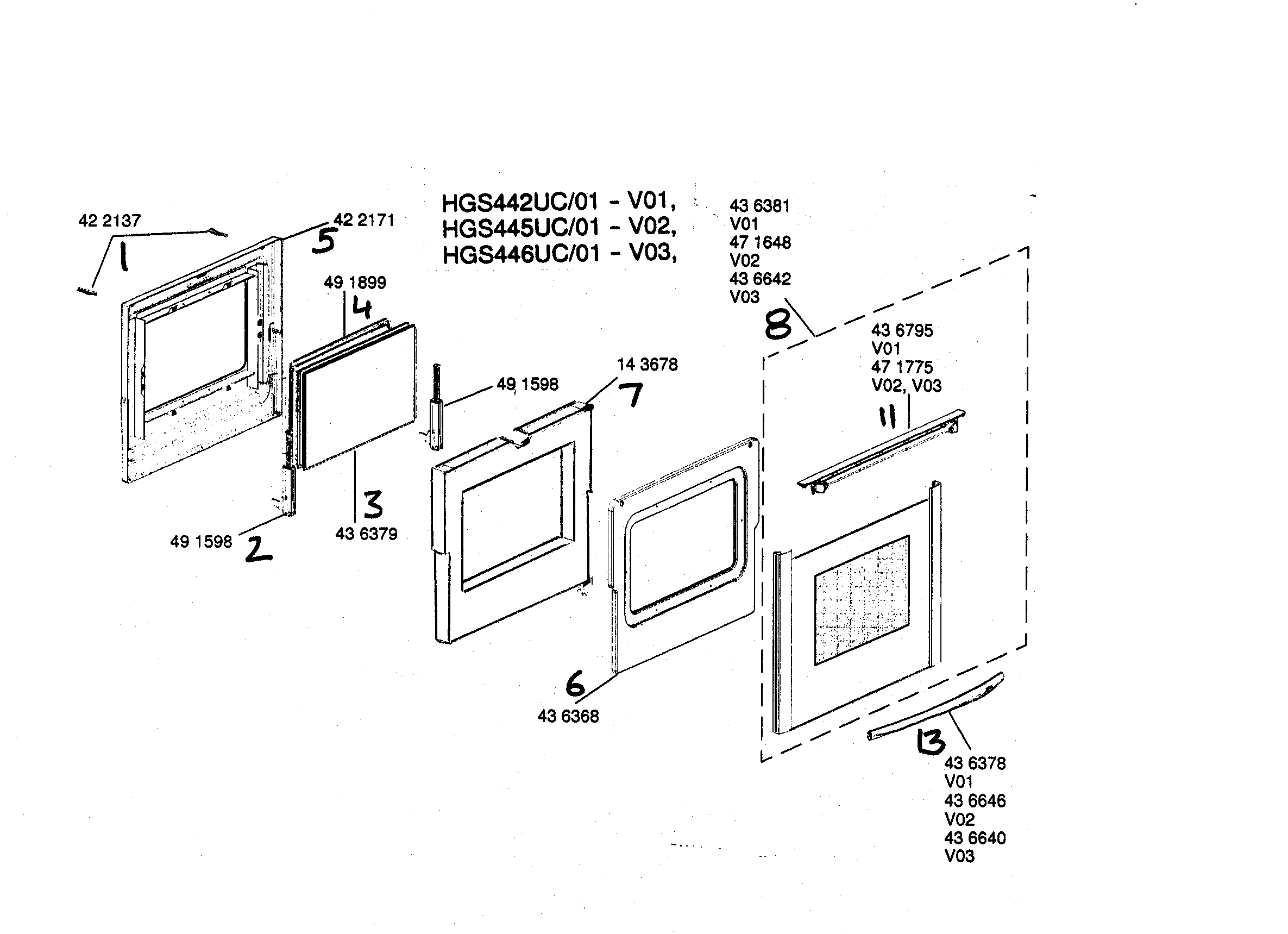 Bosch HGS442UC/01 door asy diagram