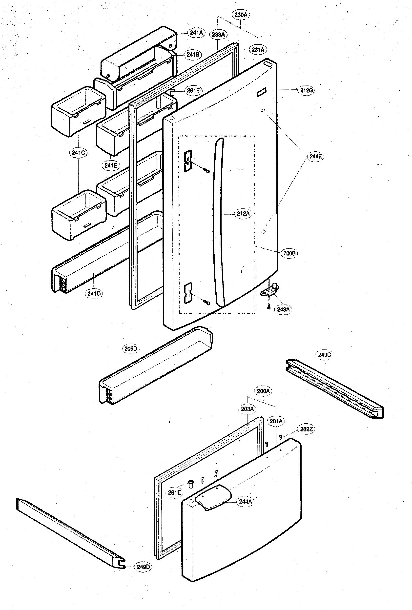 Kenmore 79565014401 door parts diagram