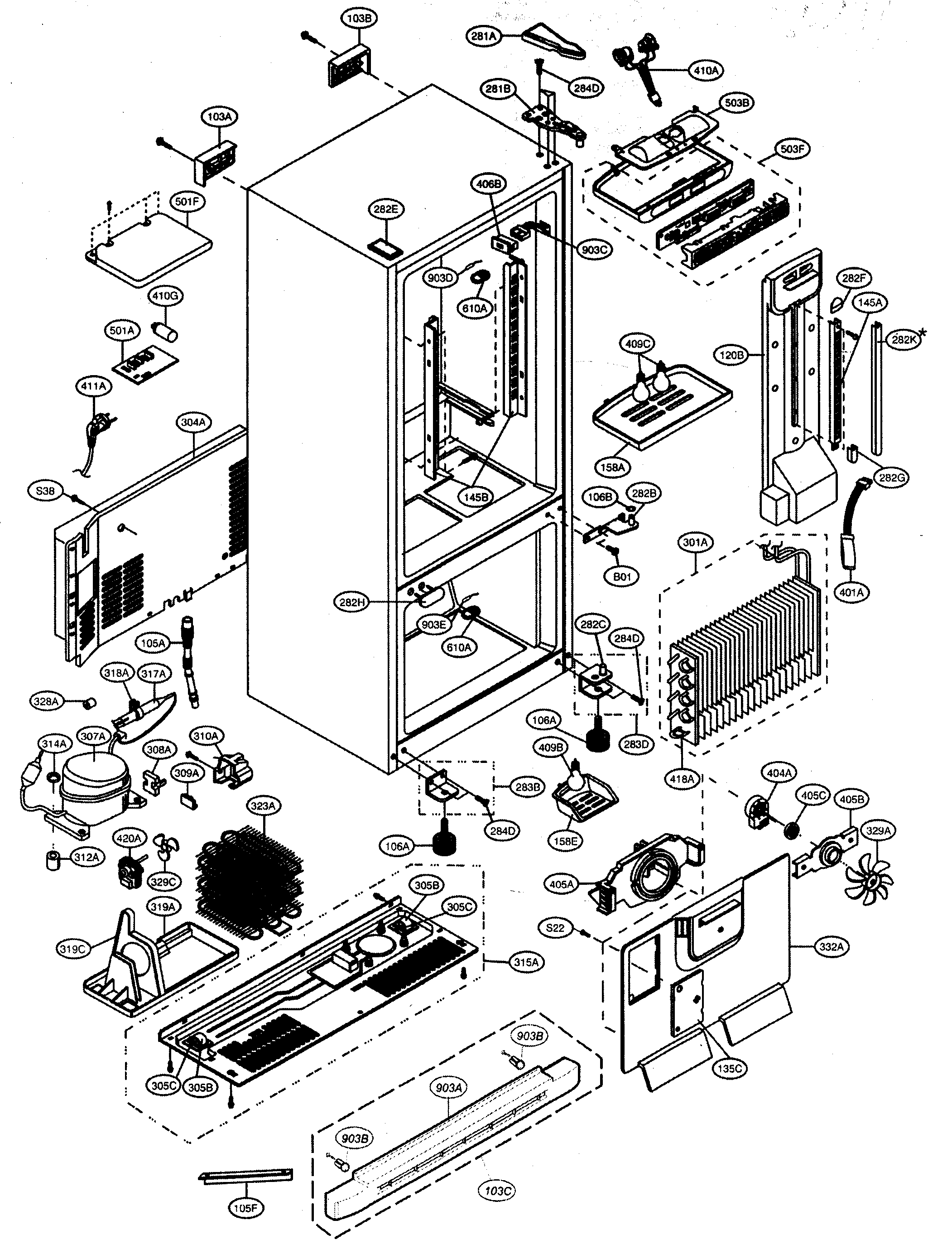 Kenmore 79565219401 case parts diagram