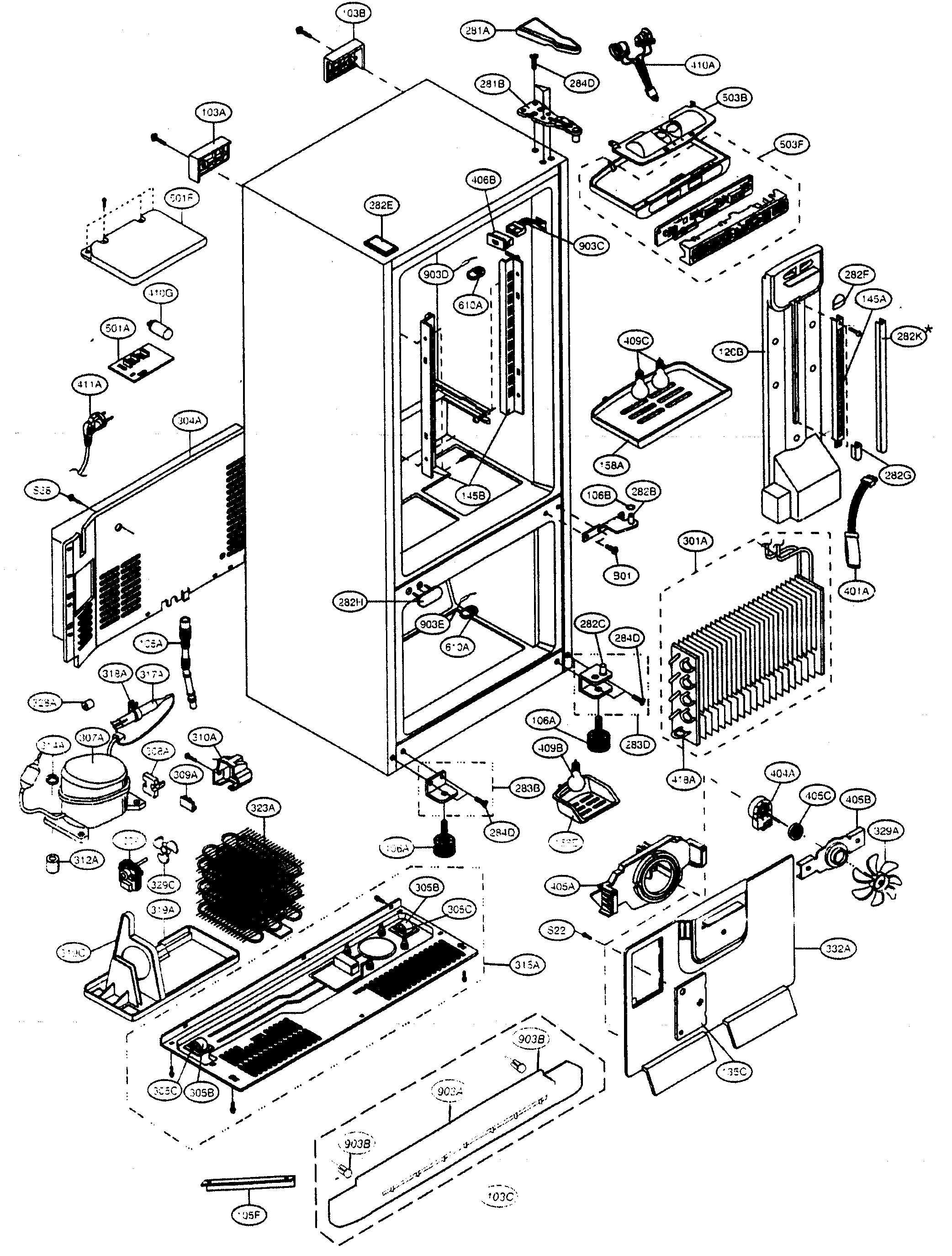 Kenmore 79575284401 case parts diagram