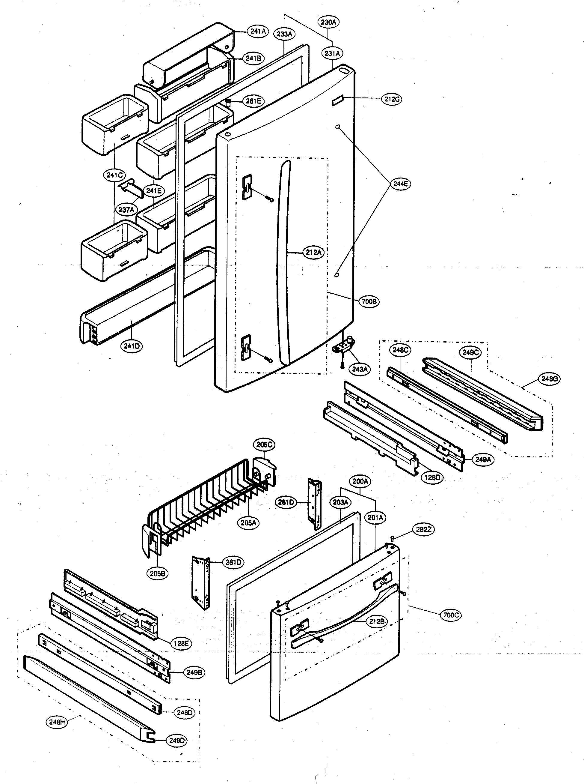 Kenmore 79575296401 door parts diagram