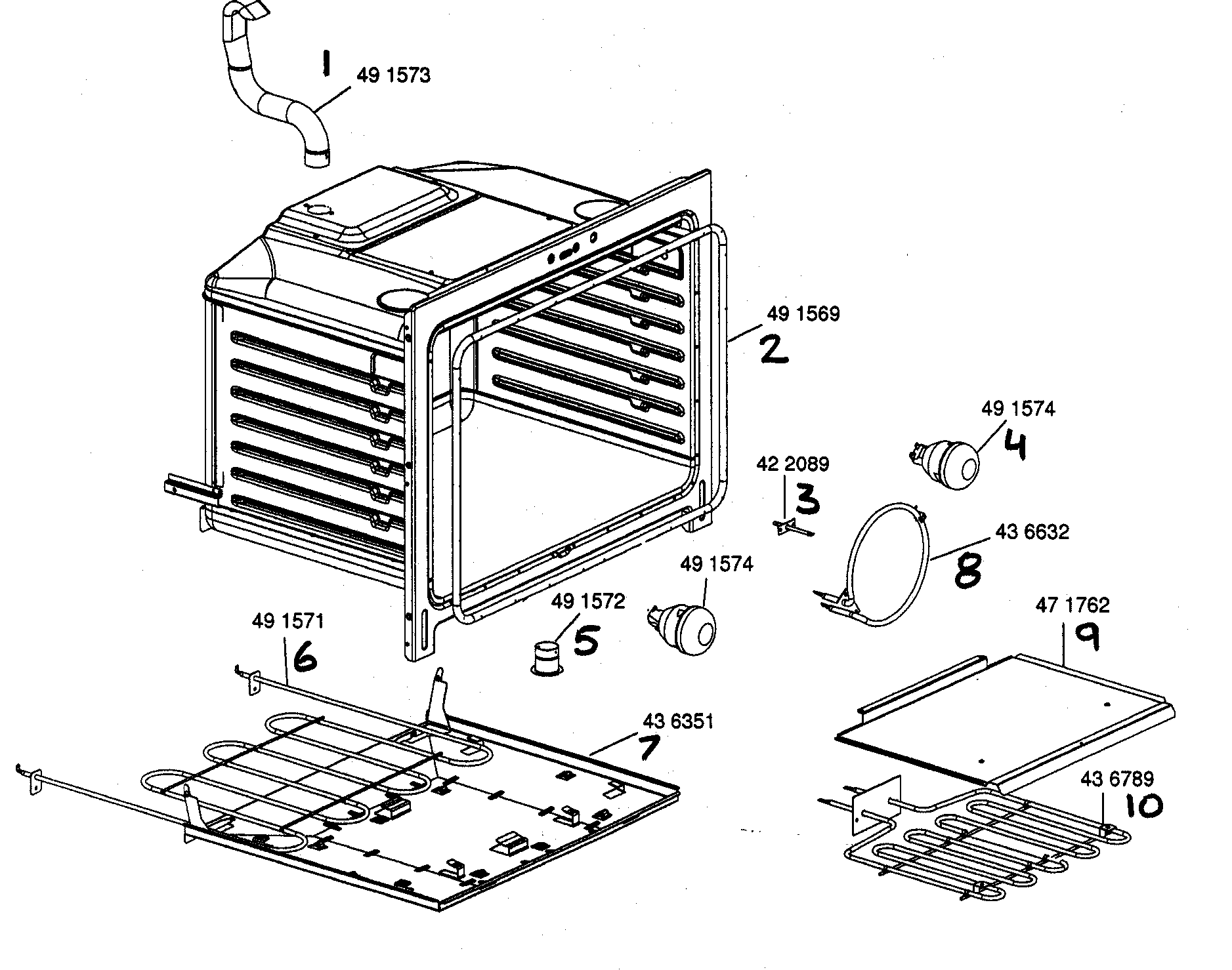 Bosch HES446U/01 oven cavity assy diagram