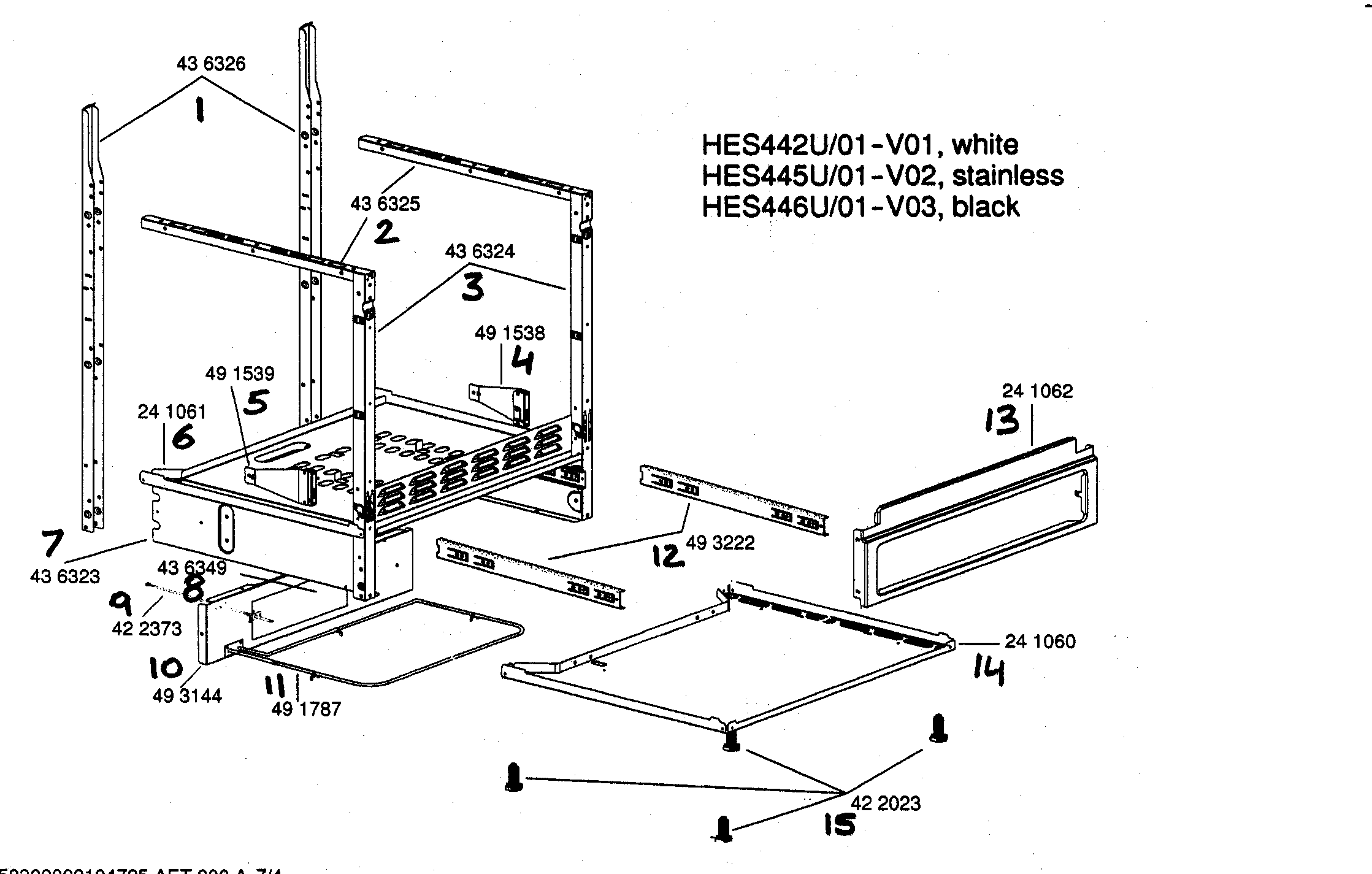 Bosch HES446U/01 support assy diagram