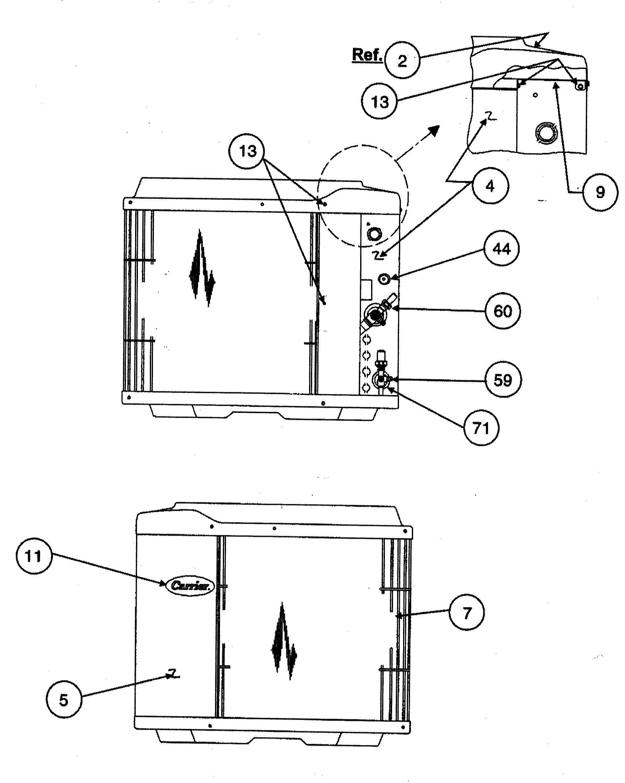 Carrier 38YZA024 SERIES310 front view diagram