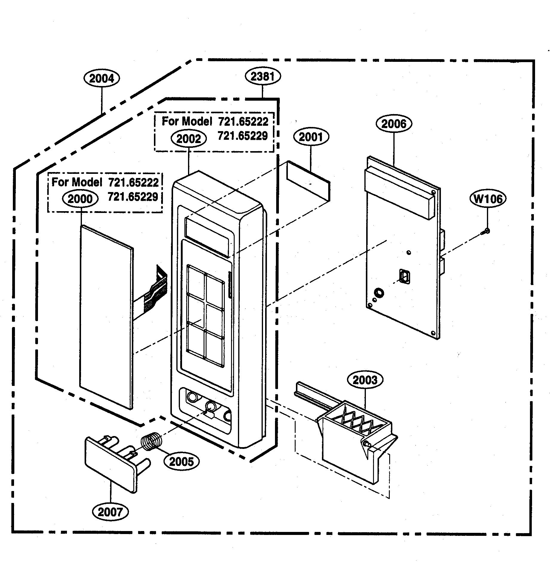 Kenmore 72165223400 controller parts diagram
