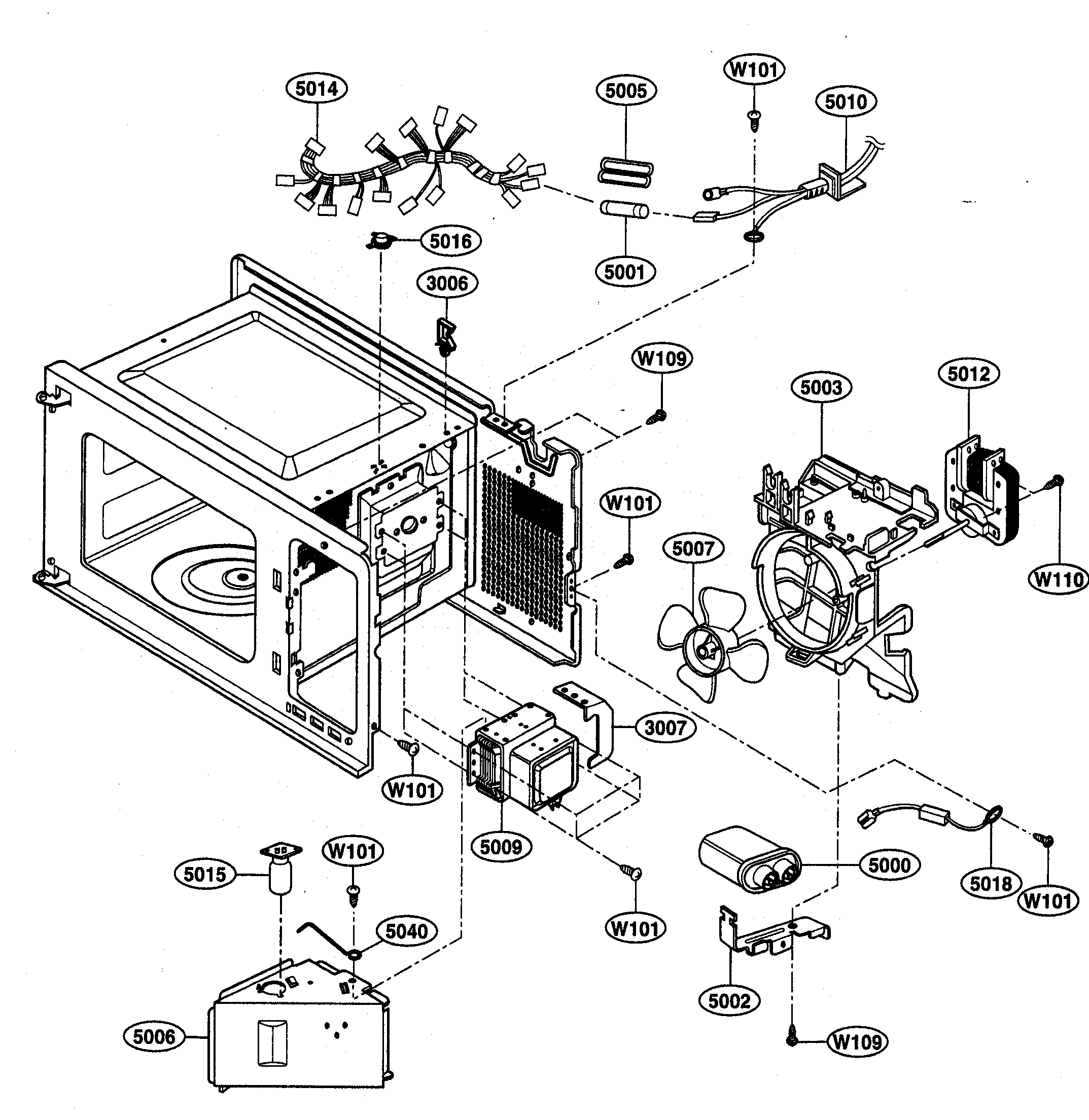 Kenmore 72165223400 oven interior parts diagram