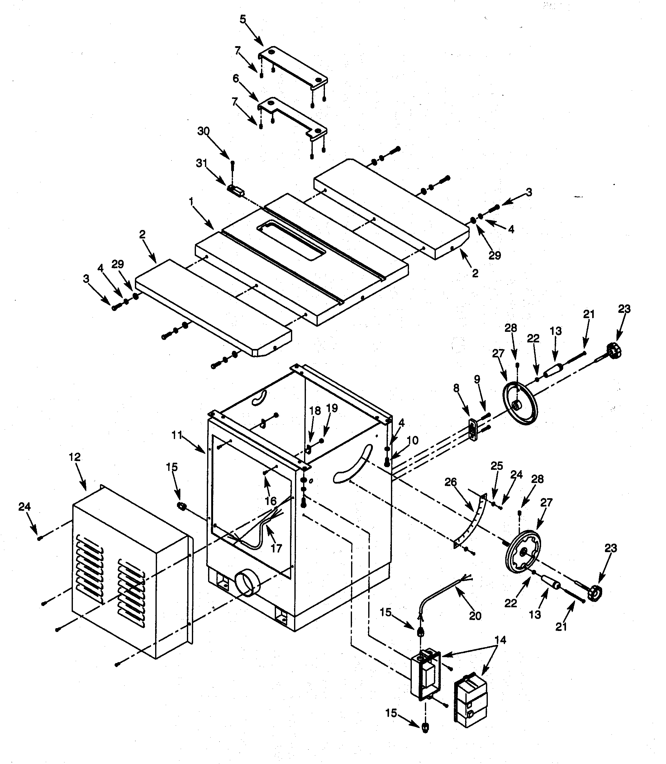 Craftsman 351228050 table/base diagram