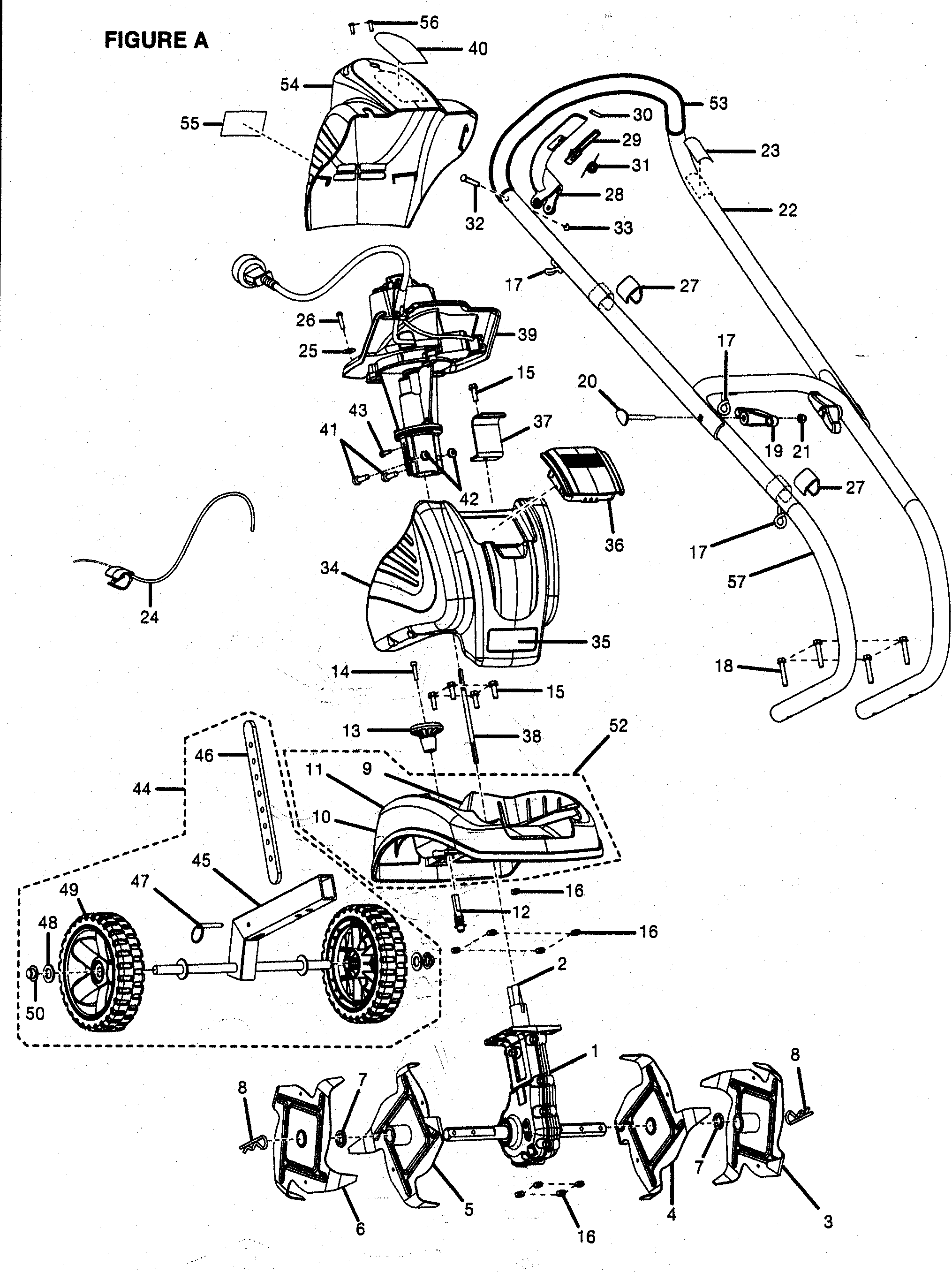 Ryobi RY46501A cultivator diagram