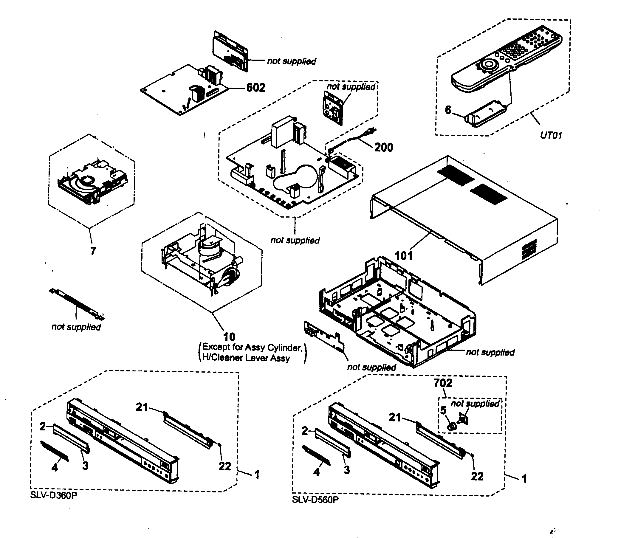 Sony SLV-D360P cabinet parts diagram