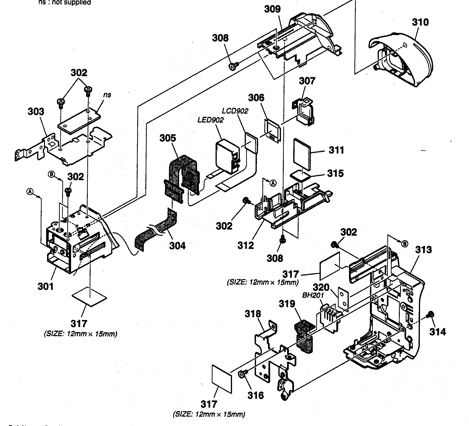 Sony DCR-DVD403 evf/battery diagram
