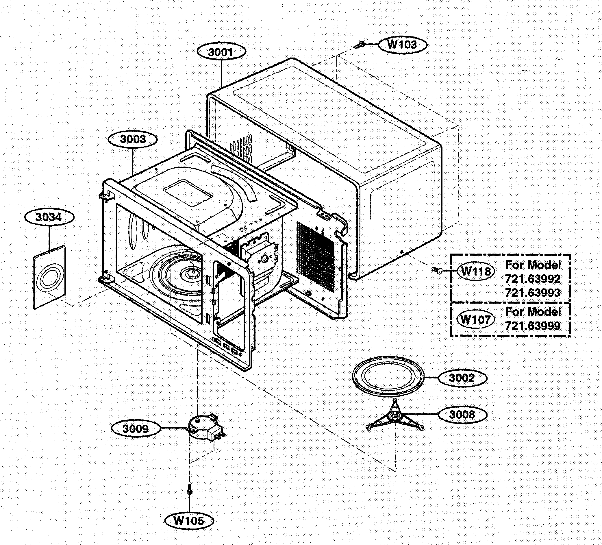 Kenmore 72163993303 oven cavity diagram