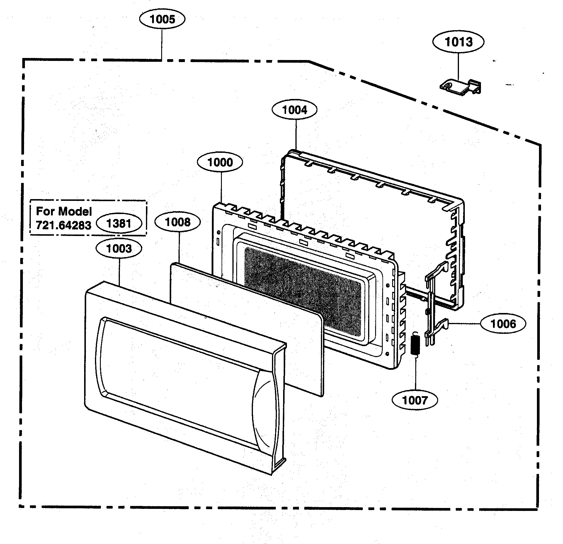 Kenmore Elite 72164289301 door parts diagram