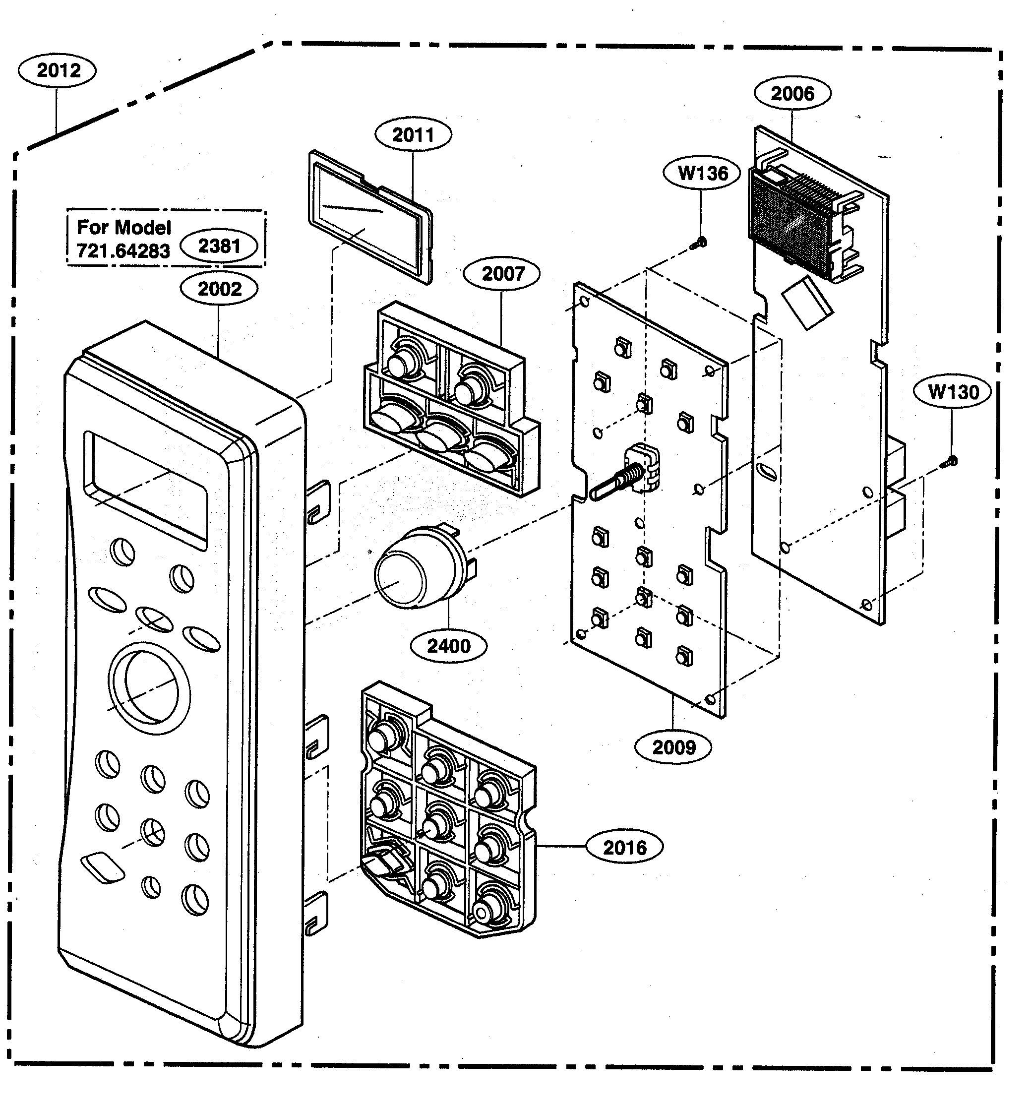Kenmore Elite 72164289301 controller parts diagram