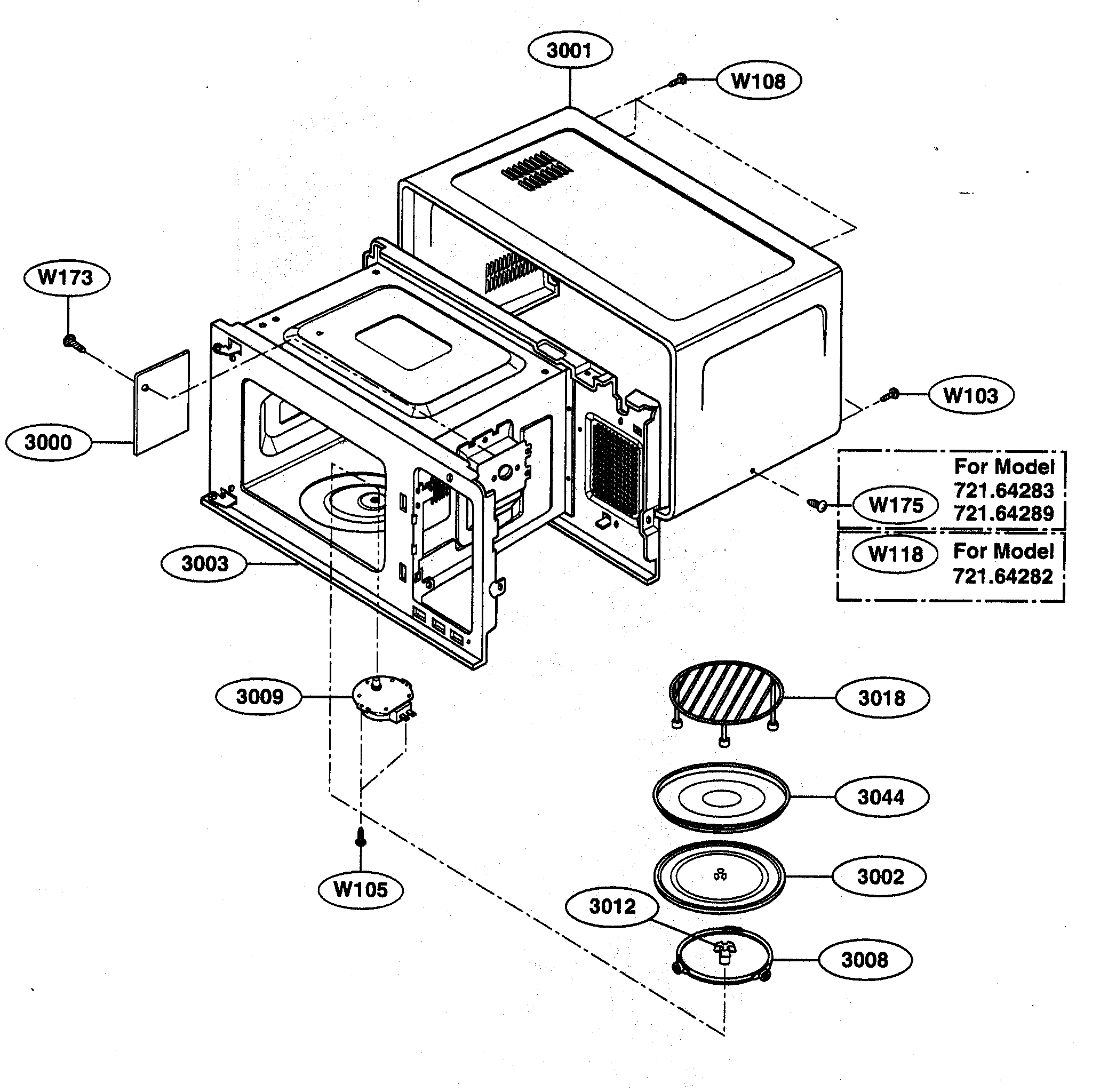 Kenmore Elite 72164289301 oven cavity parts diagram