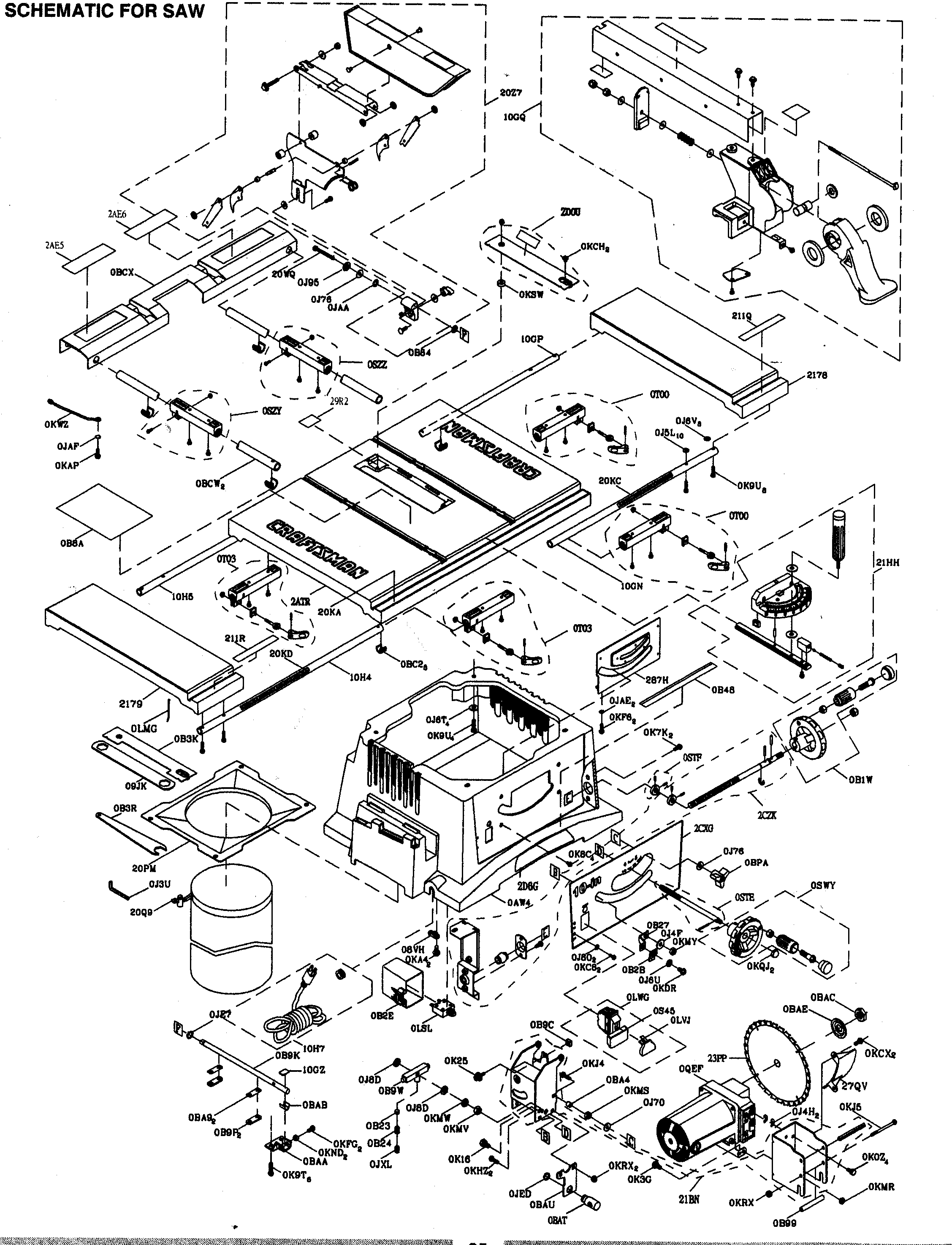 Craftsman 137248840 table saw diagram