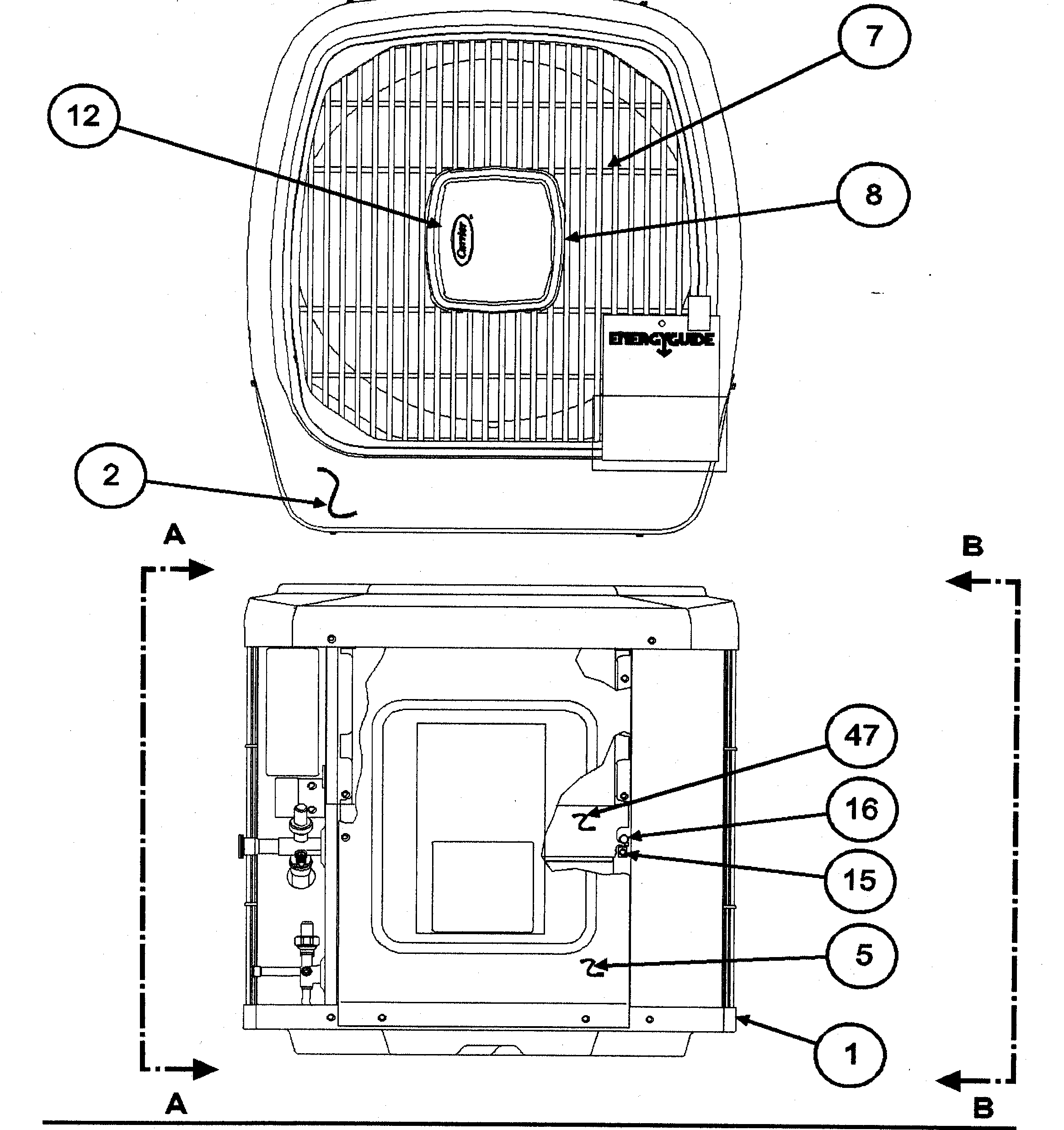 Carrier 38YSA036 SERIES300 outside view 1 diagram