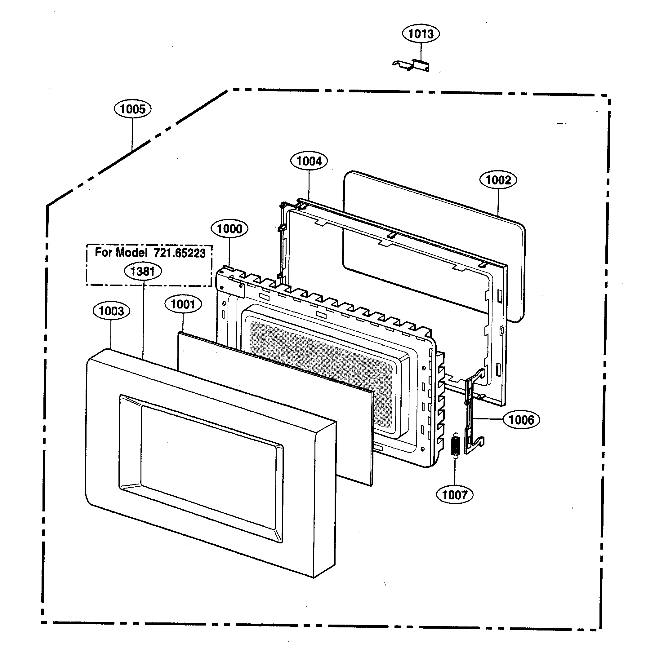 Kenmore 72165223401 door parts diagram