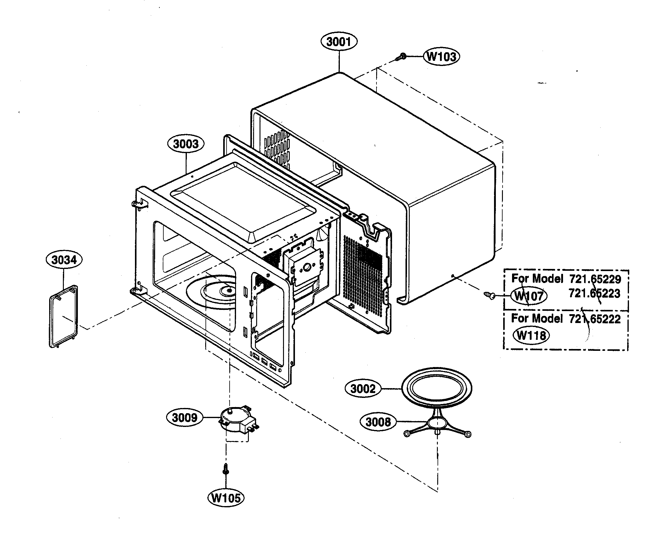 Kenmore 72165223401 oven cavity diagram