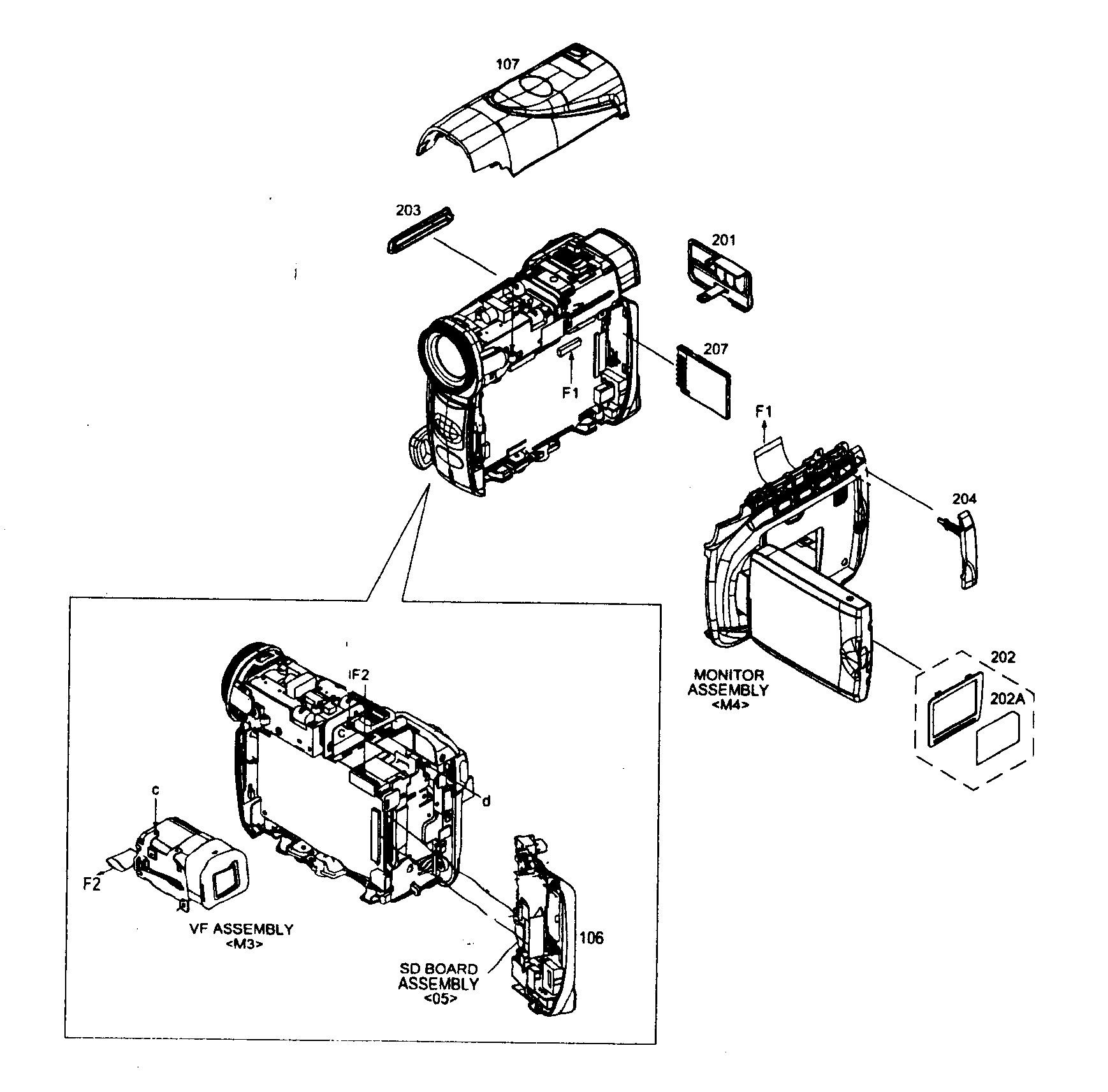 JVC GR-D290US cabinet parts 1 diagram