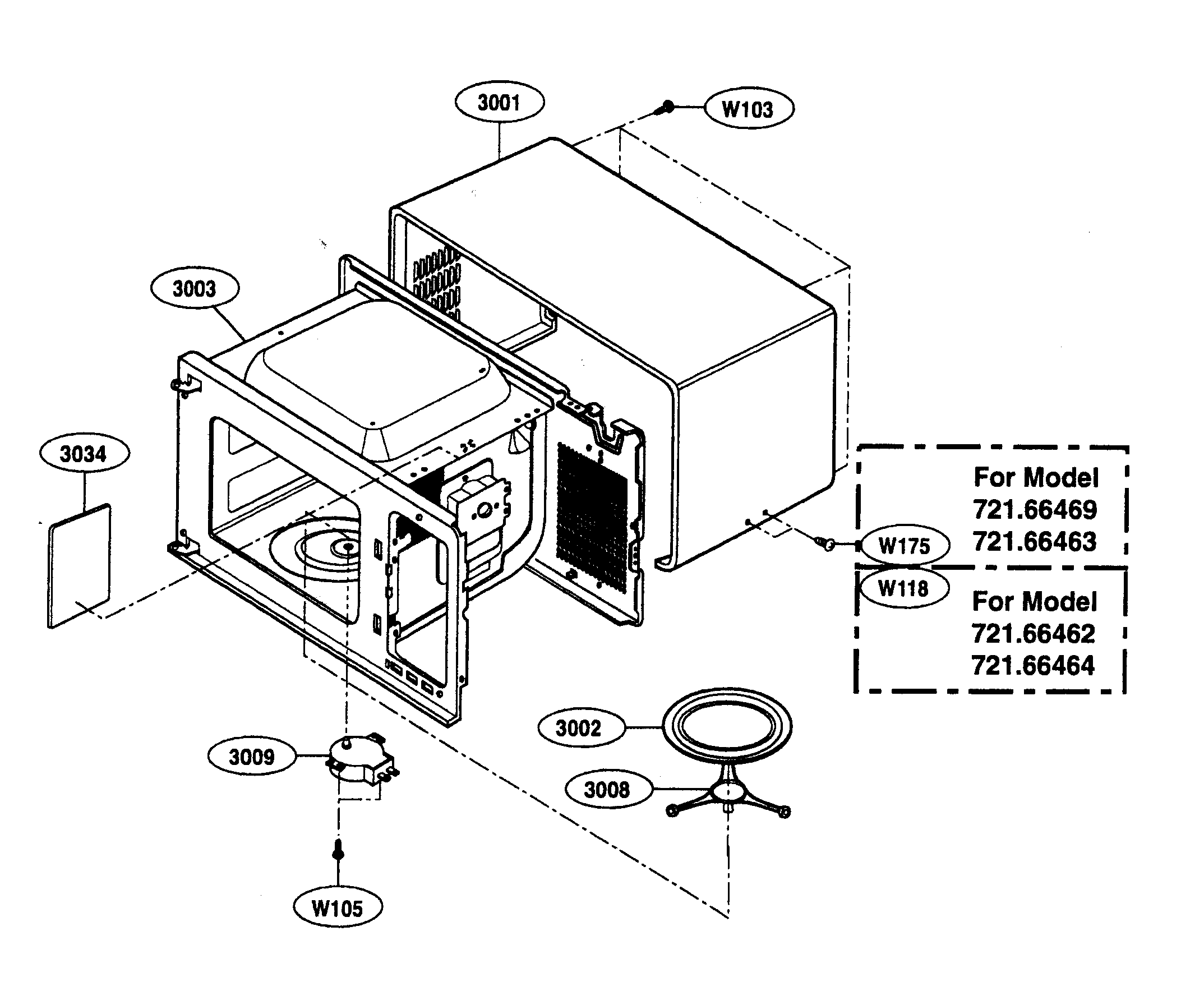 Kenmore 72166464500 oven cavity parts diagram
