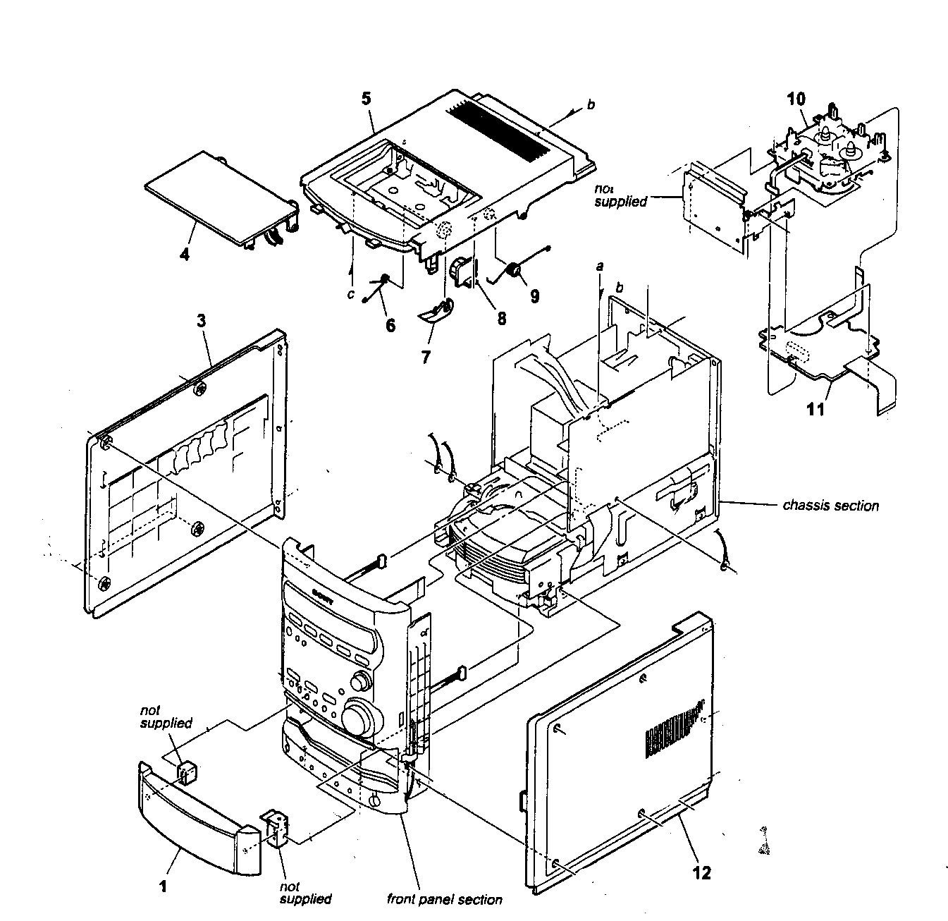 Sony CMT-HPZ9 cabinet parts diagram