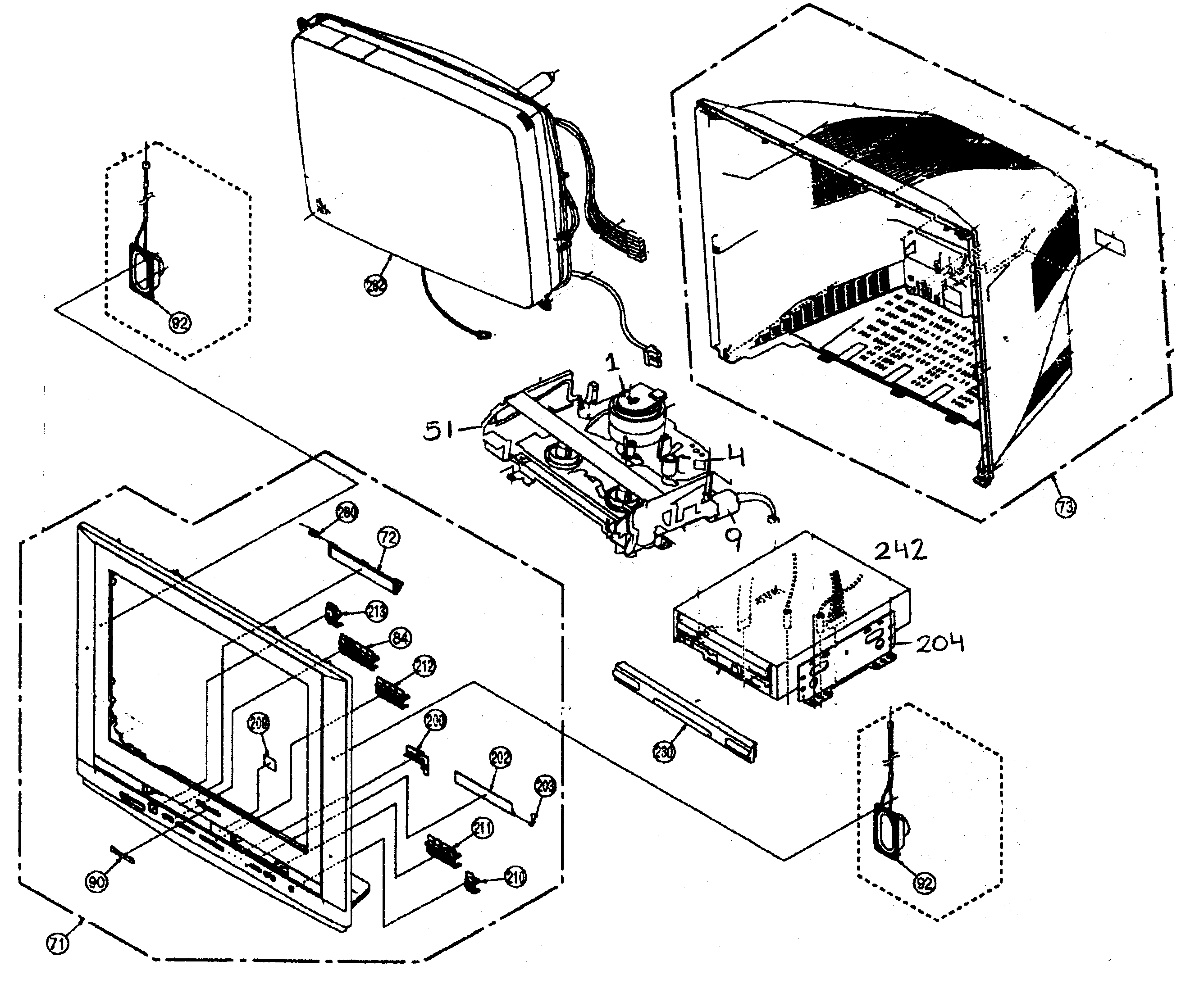 Panasonic PV-DF205 cabinet parts diagram