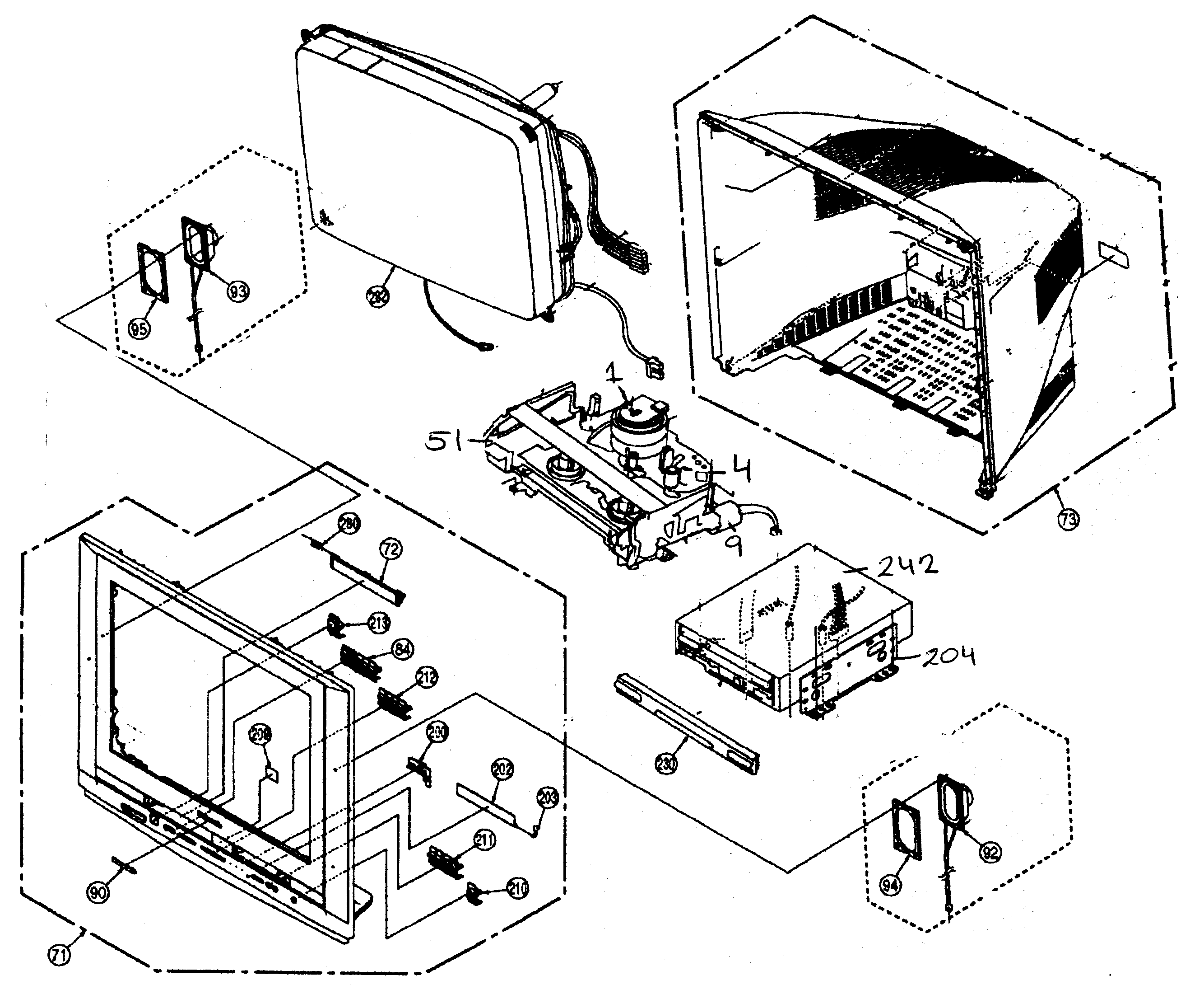 Panasonic PV-DF2735-K cabinet parts diagram