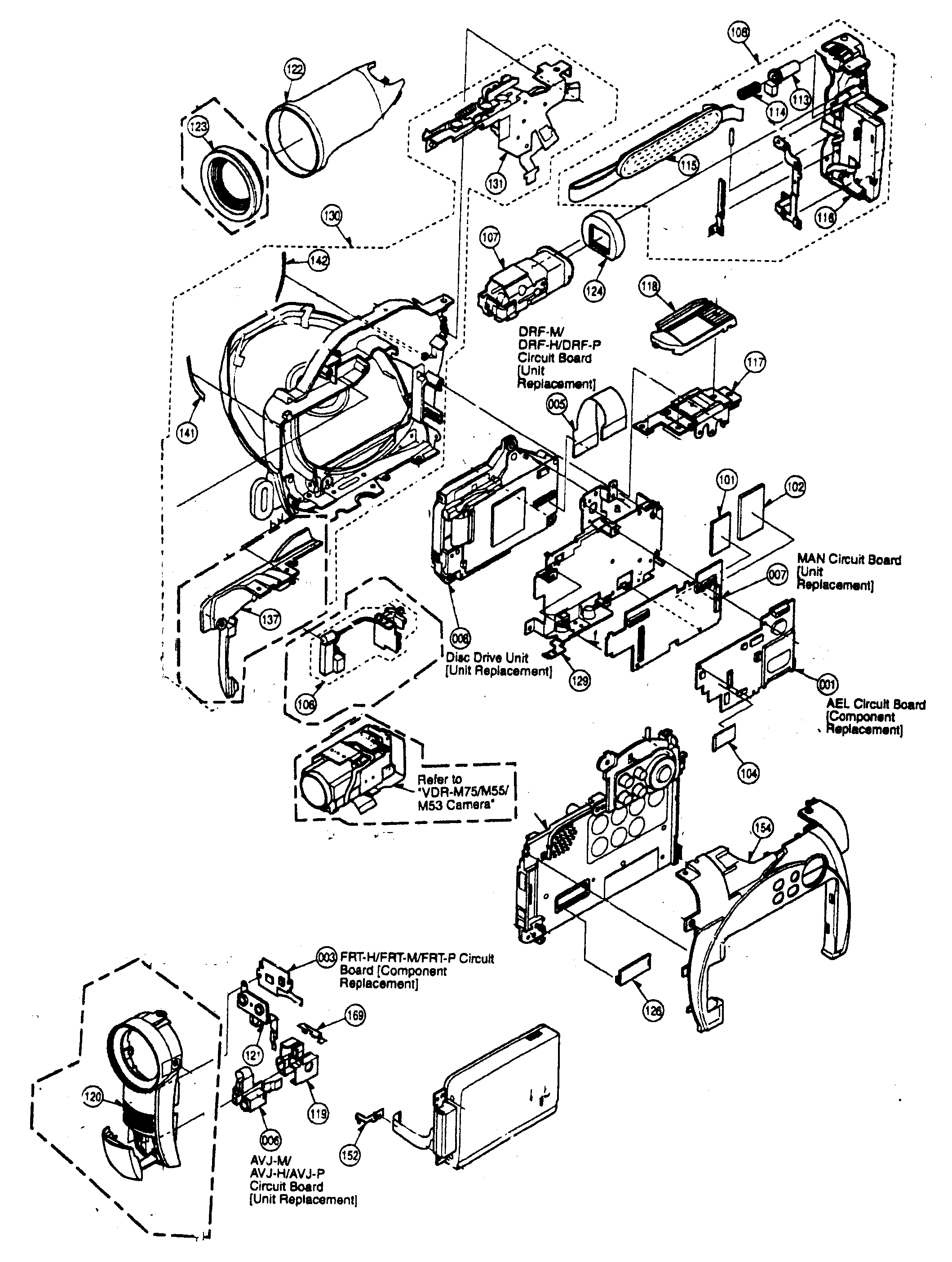 Panasonic VDR-M55PP cabinet parts diagram