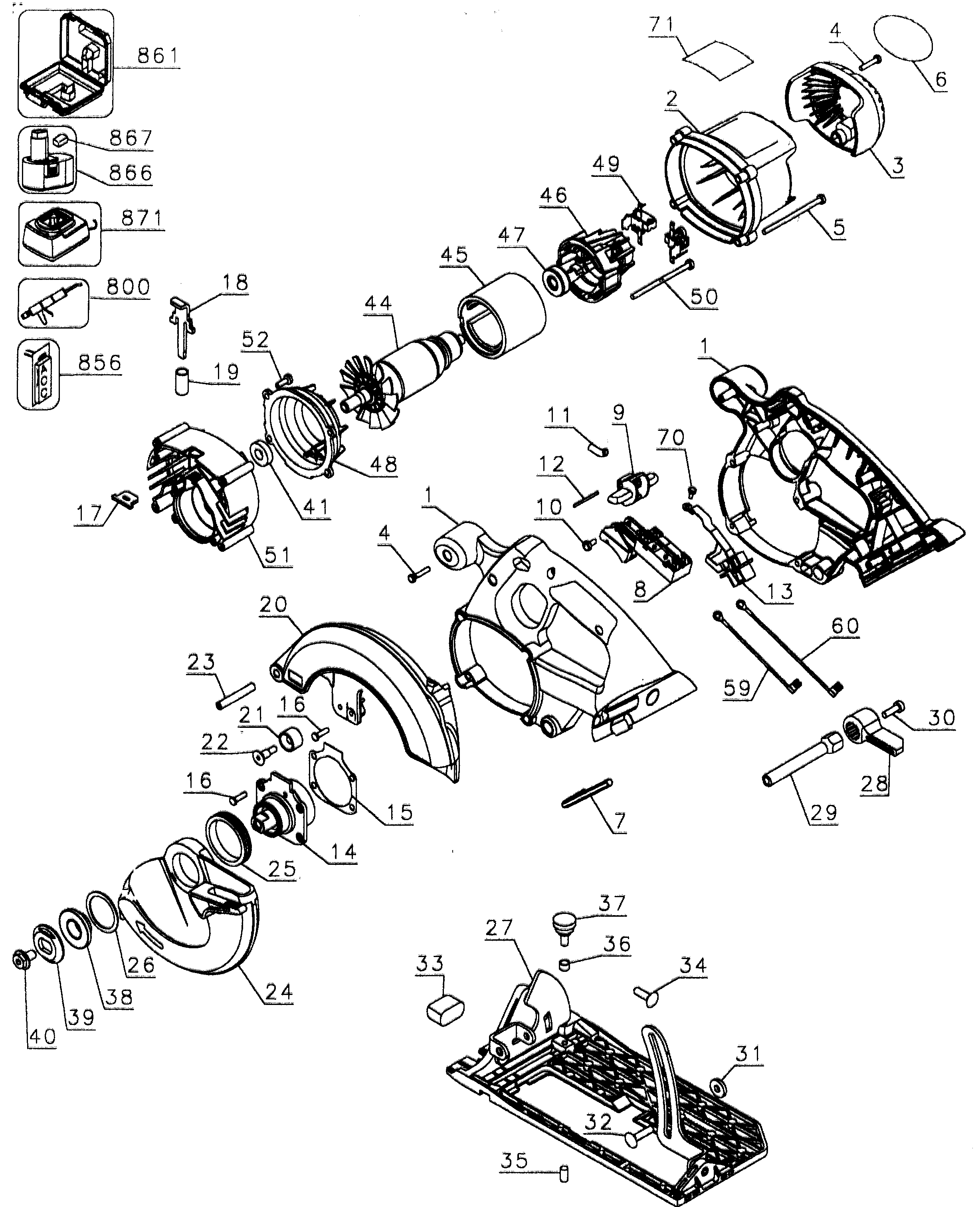 DeWalt DC390K TYPE1 saw diagram