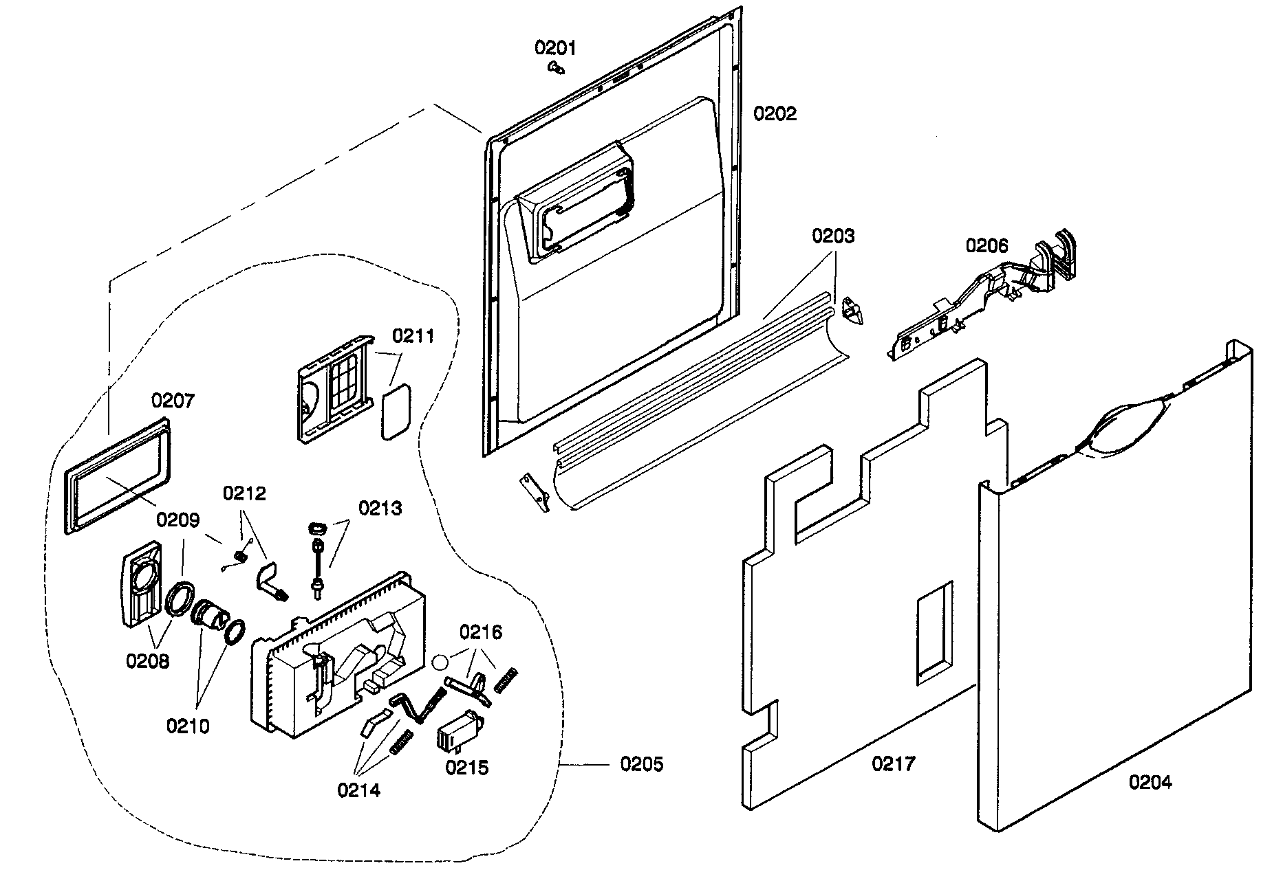 Bosch SHE44C05UC/22 door assy diagram